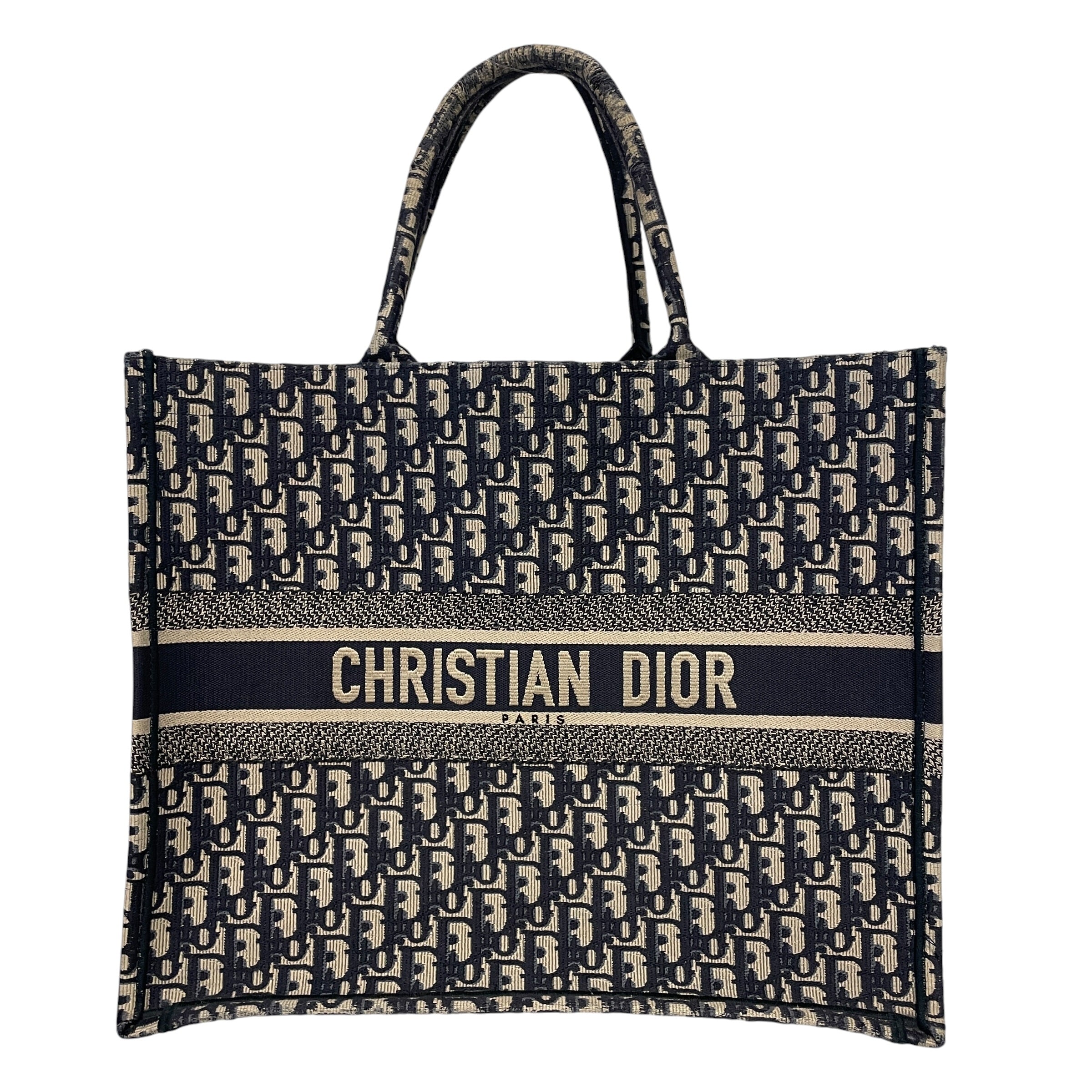 Christian Dior/Tote Bag/Monogram/Cotton/NVY/Oblique Jacquard Book view 1