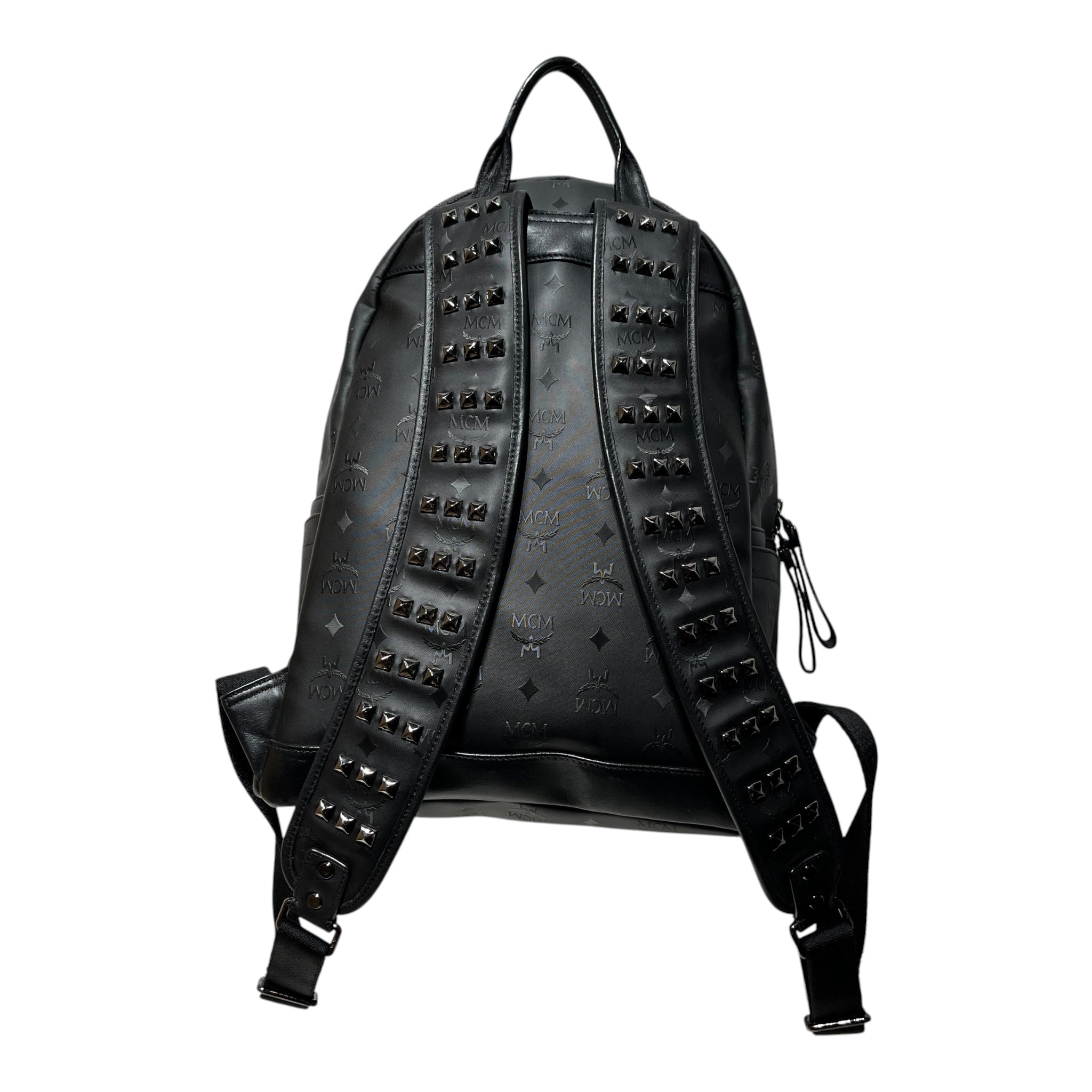 MCM/Backpack/Monogram/Nylon/BLK/stud details view 3