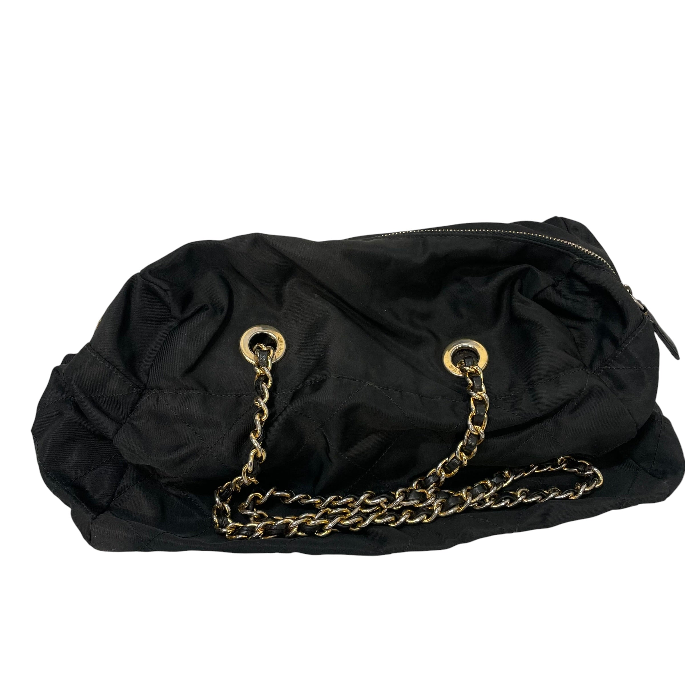 PRADA/Pouch/Nylon/BLK/tessuto quilted chain view 2