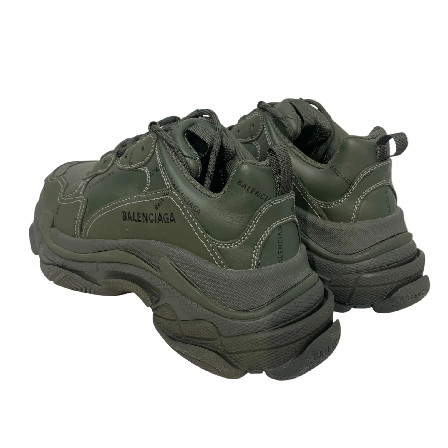 BALENCIAGA/Low-Sneakers/EU 41/Monogram/Leather/GRN/triple s everywhere logo view 2