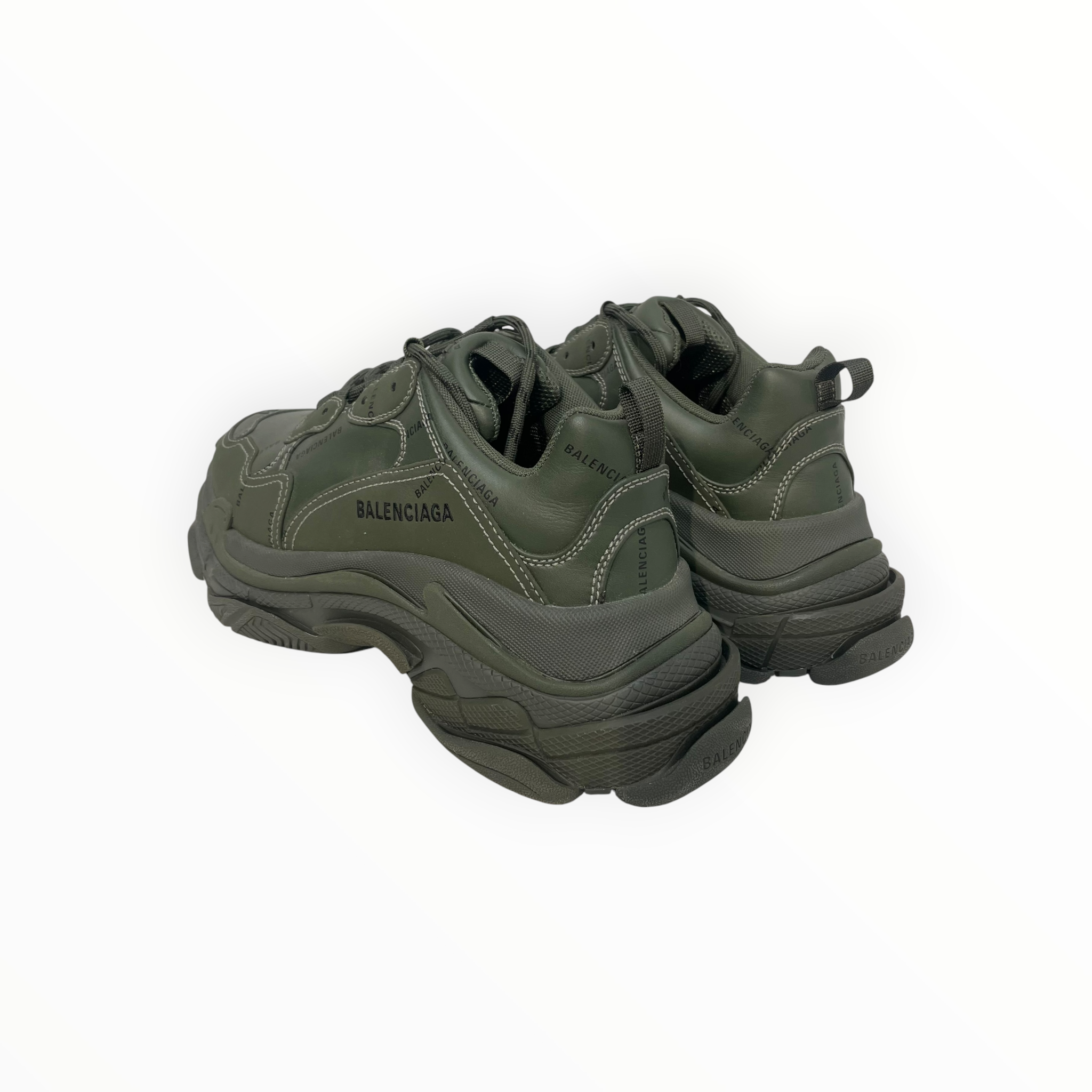 BALENCIAGA/Low-Sneakers/EU 41/Monogram/Leather/GRN/triple s everywhere logo view 2