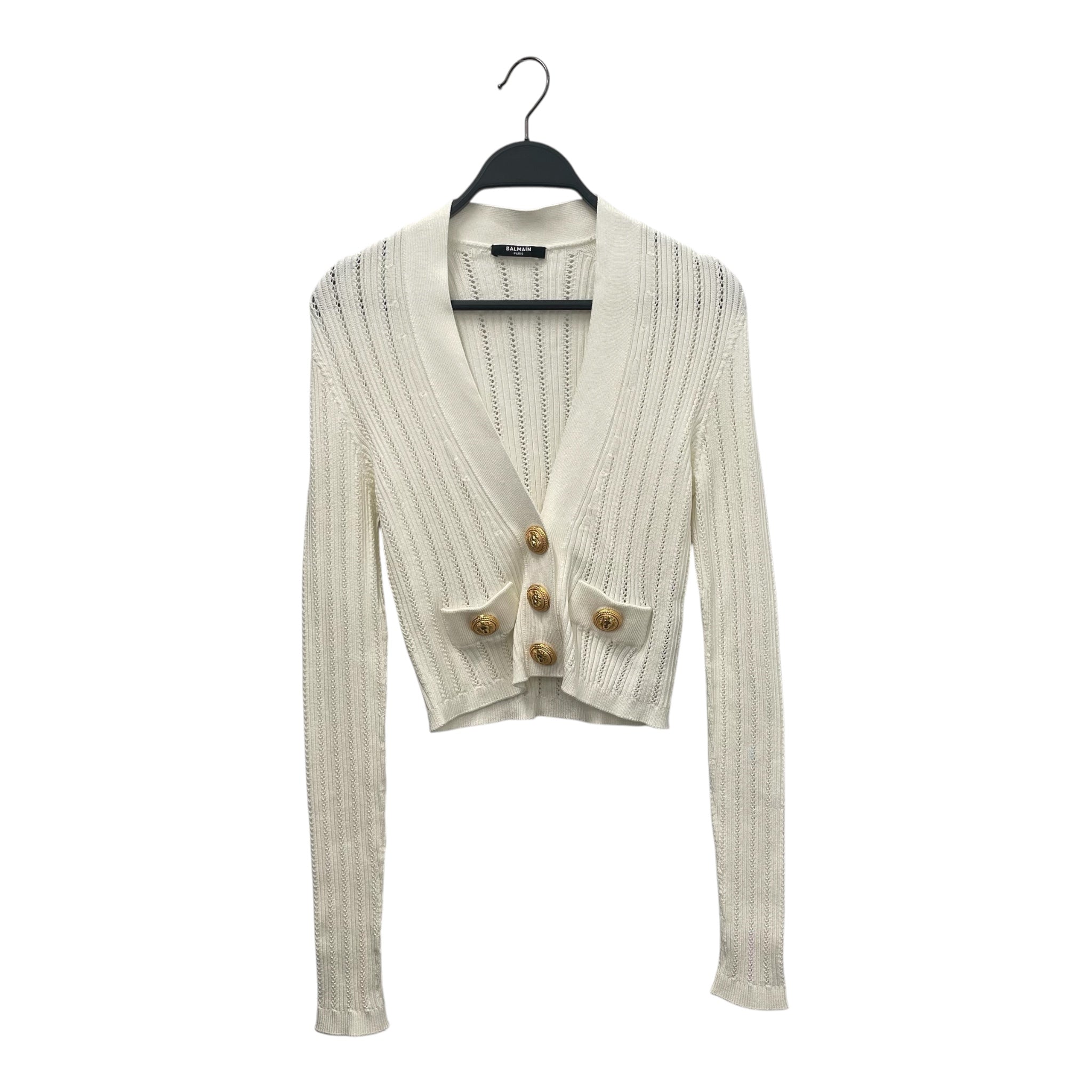 BALMAIN/Cardigan/38/Polyester/WHT/ view 1