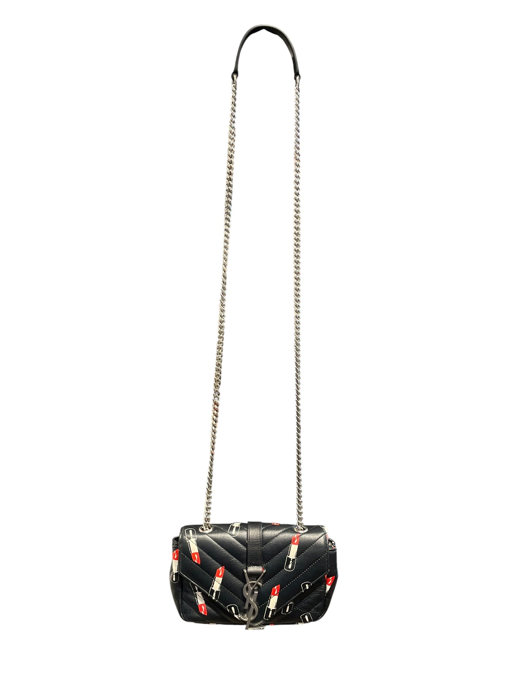 SAINT LAURENT/Cross Body Bag/All Over Print/Leather/BLK/LIP STICK view 1