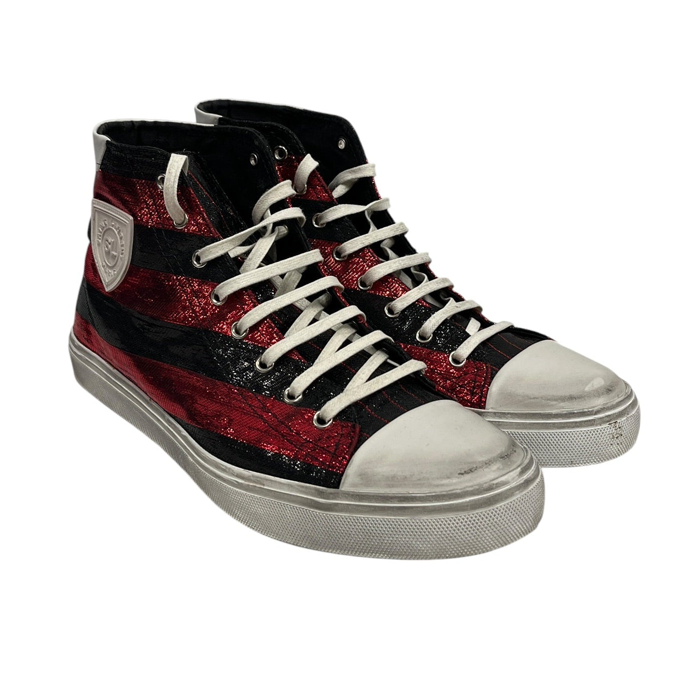 YVES SAINT LAURENT/Hi-Sneakers/US 11/Stripe/Acrylic/BLK/U-Tip/ view 1