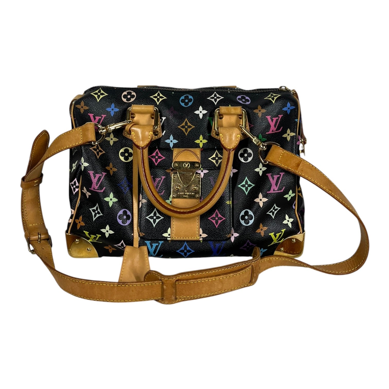 LOUIS VUITTON/Boston Bag/Monogram/Leather/BLK/Boston Bag view 1
