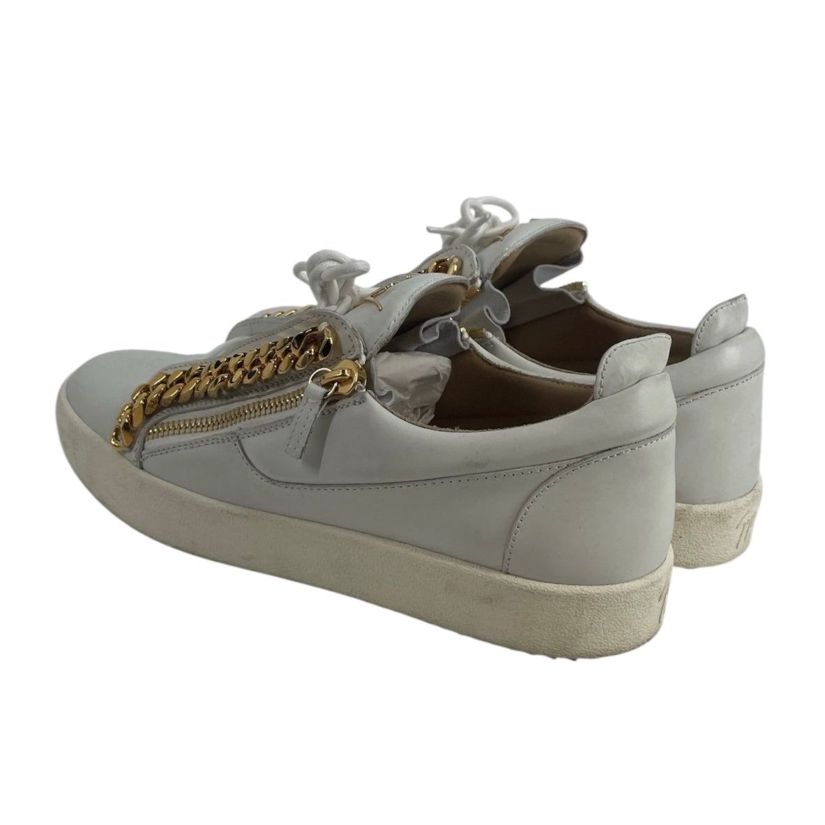 Giuseppe Zanotti/Low-Sneakers/EU 46/Leather/WHT/nikki trainers gold chains/zip view 2