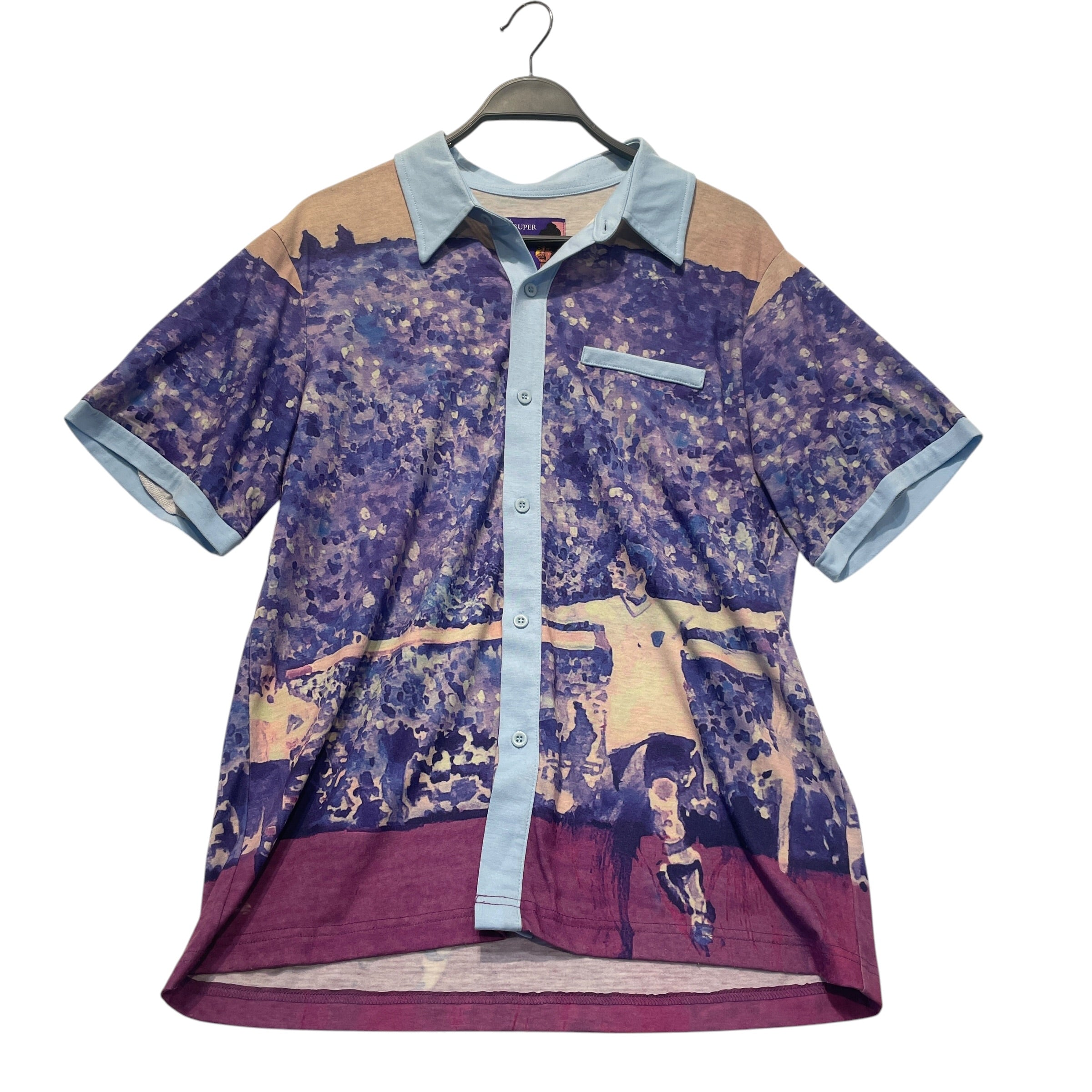 KIDSUPER STUDIOS/Shirt/M/Cotton/PPL/SOCCER PRINT W BLU COLLAR view 1