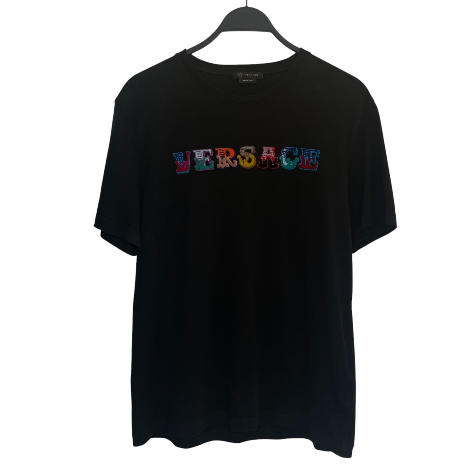 GIANNI VERSACE/T-Shirt/L/Cotton/BLK/relief lettering view 1