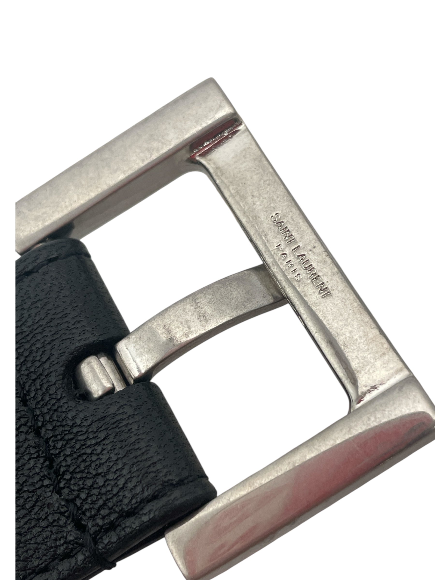 SAINT LAURENT/Belt/Leather/BLK/10OCM SILVER view 3