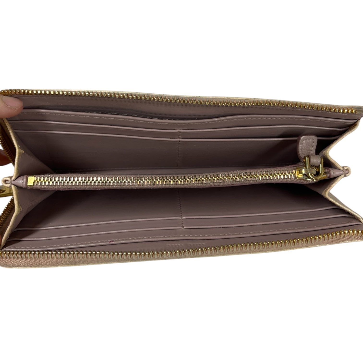 MIU MIU/Long Wallet/Animal Pattern/Leather/CRM/croc zipper wallet view 4