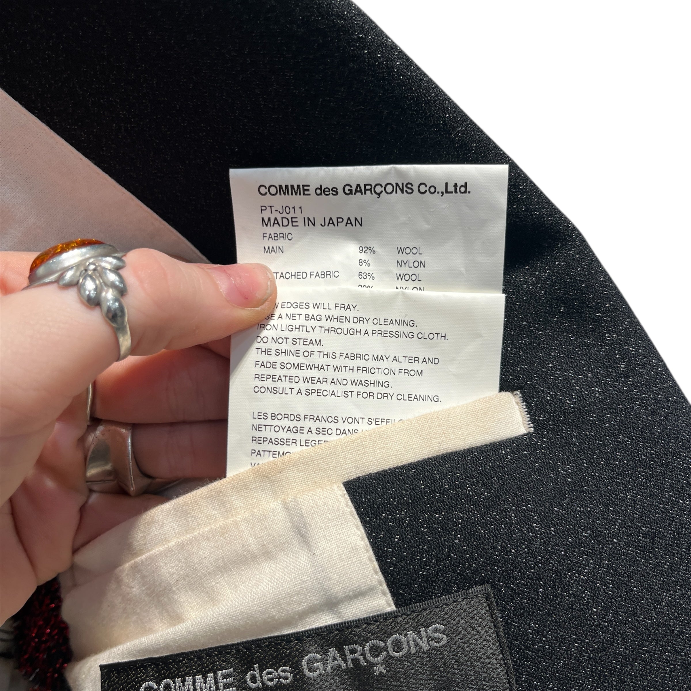 COMME des GARCONS HOMME PLUS/Tailored Jkt/S/Wool/BLK/Glitter/RED STRAP BLAZER view 5