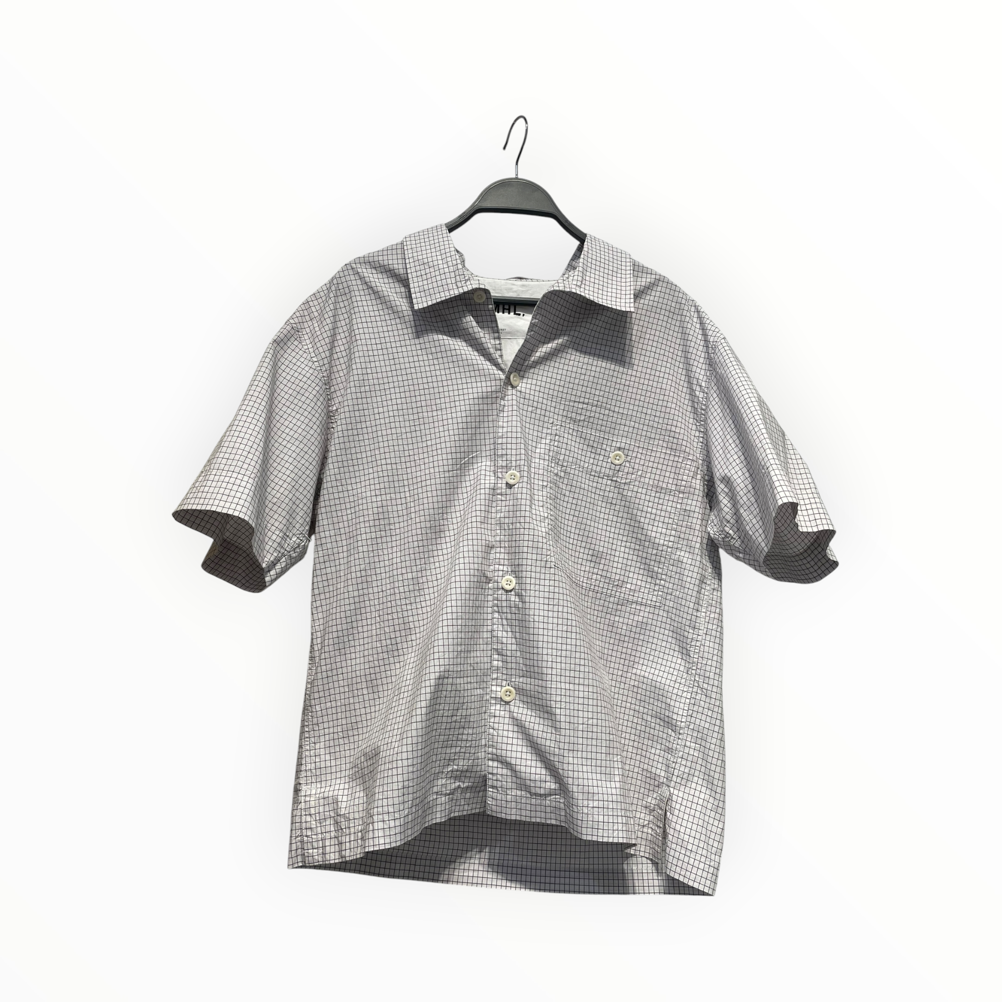 Margaret Howell/SS Shirt/S/Cotton/WHT/Plaid/pocket view 1