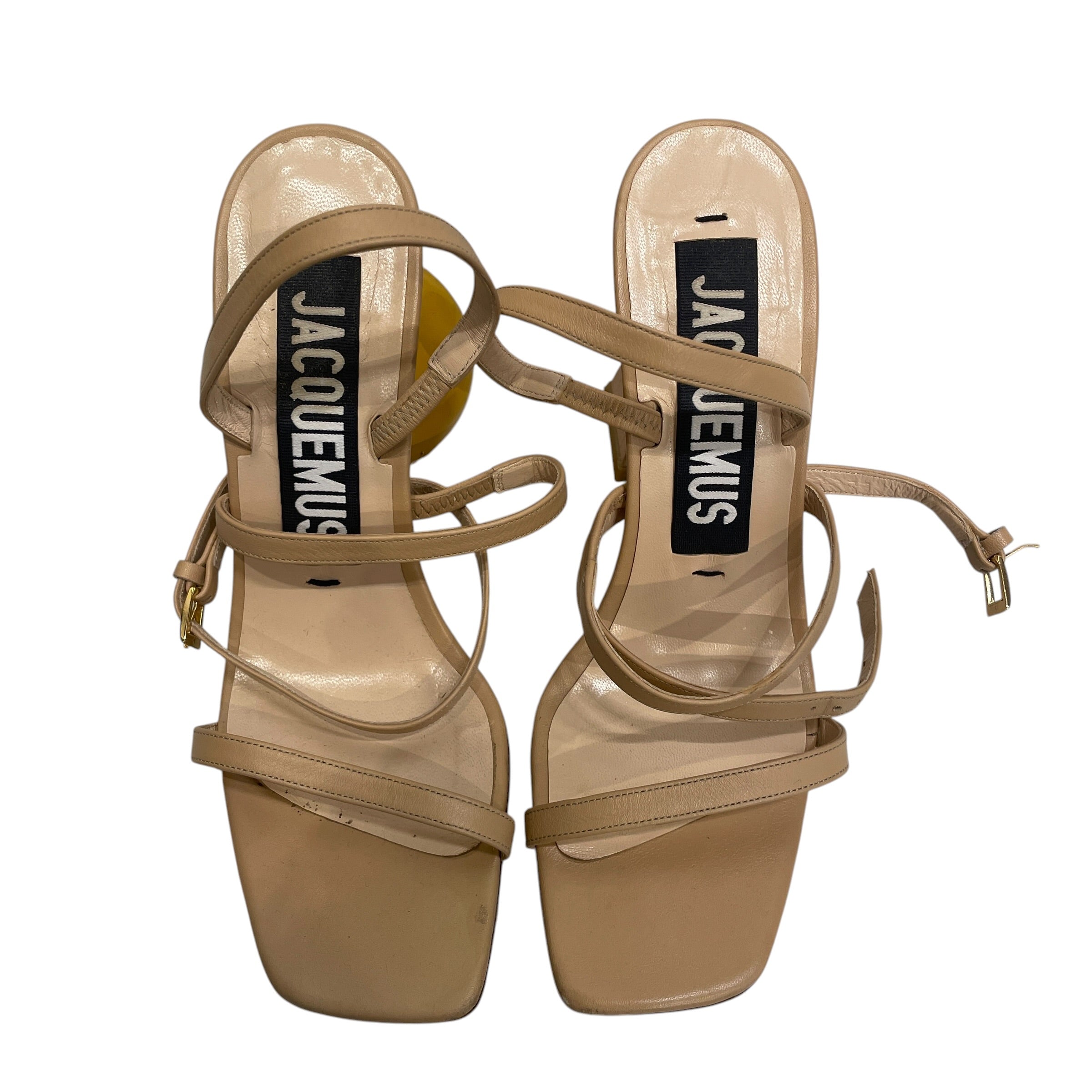 JACQUEMUS/Heels/EU 39/Leather/BEG/WOOD SHAPE HEEL view 3