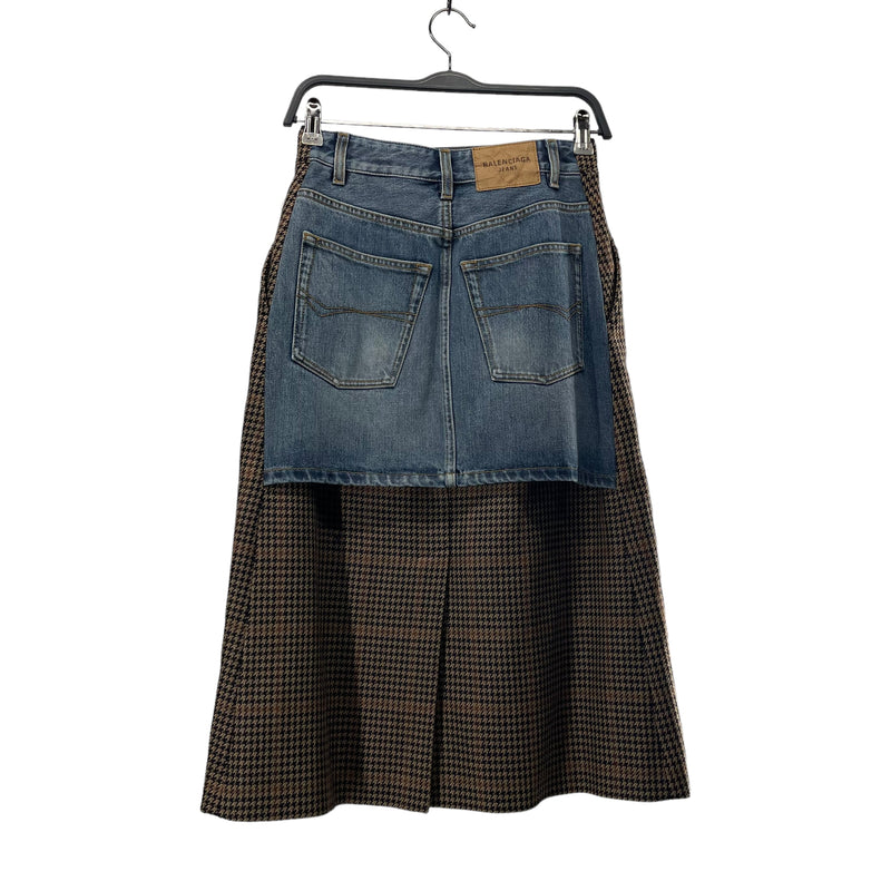 BALENCIAGA/Skirt/34/Houndstooth Check/Cotton/BEG/DENIM SHORT HYBRID