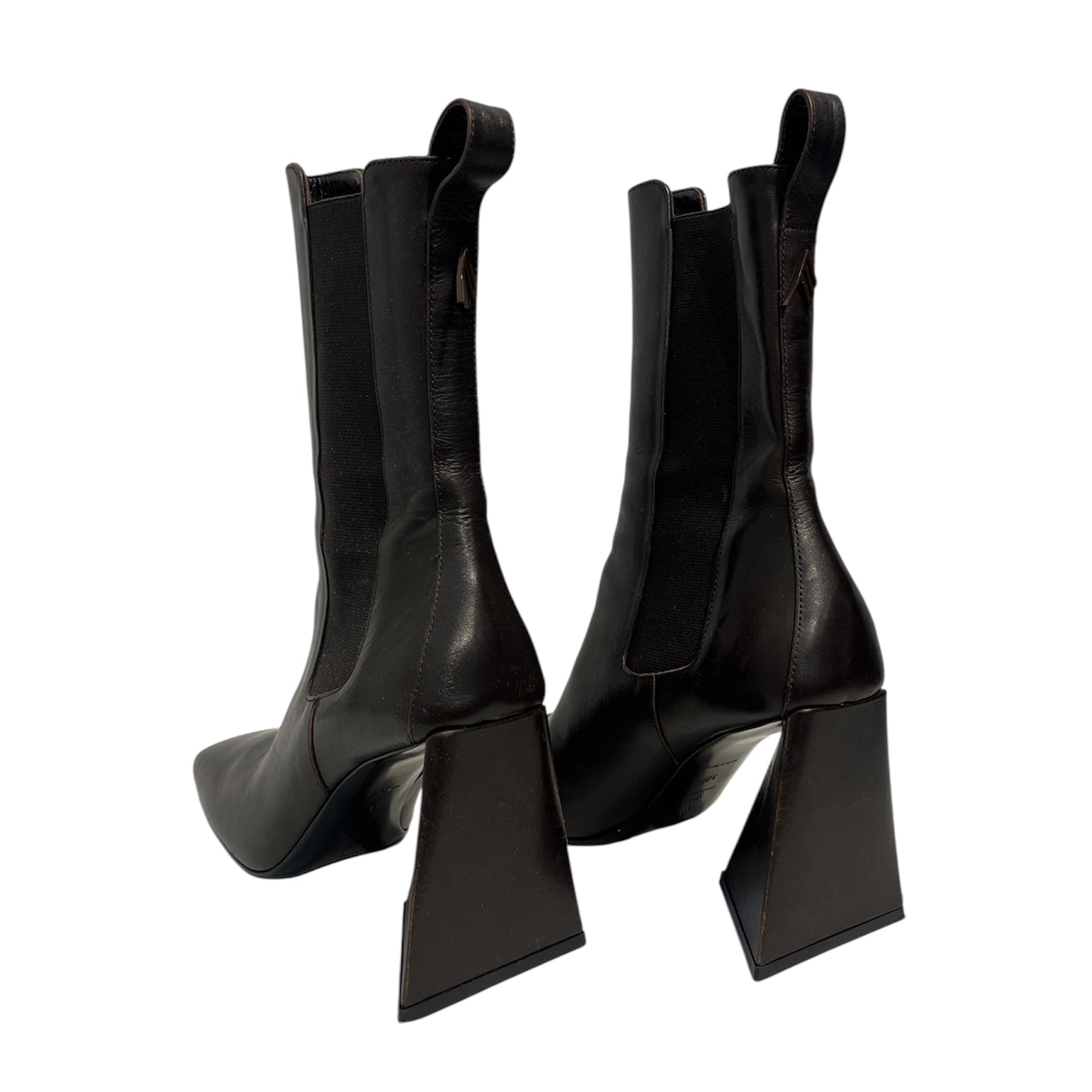 THE ATTICO/Chelsea Boots/EU 37/Leather/BRW/triangle heel chelsea boot view 2