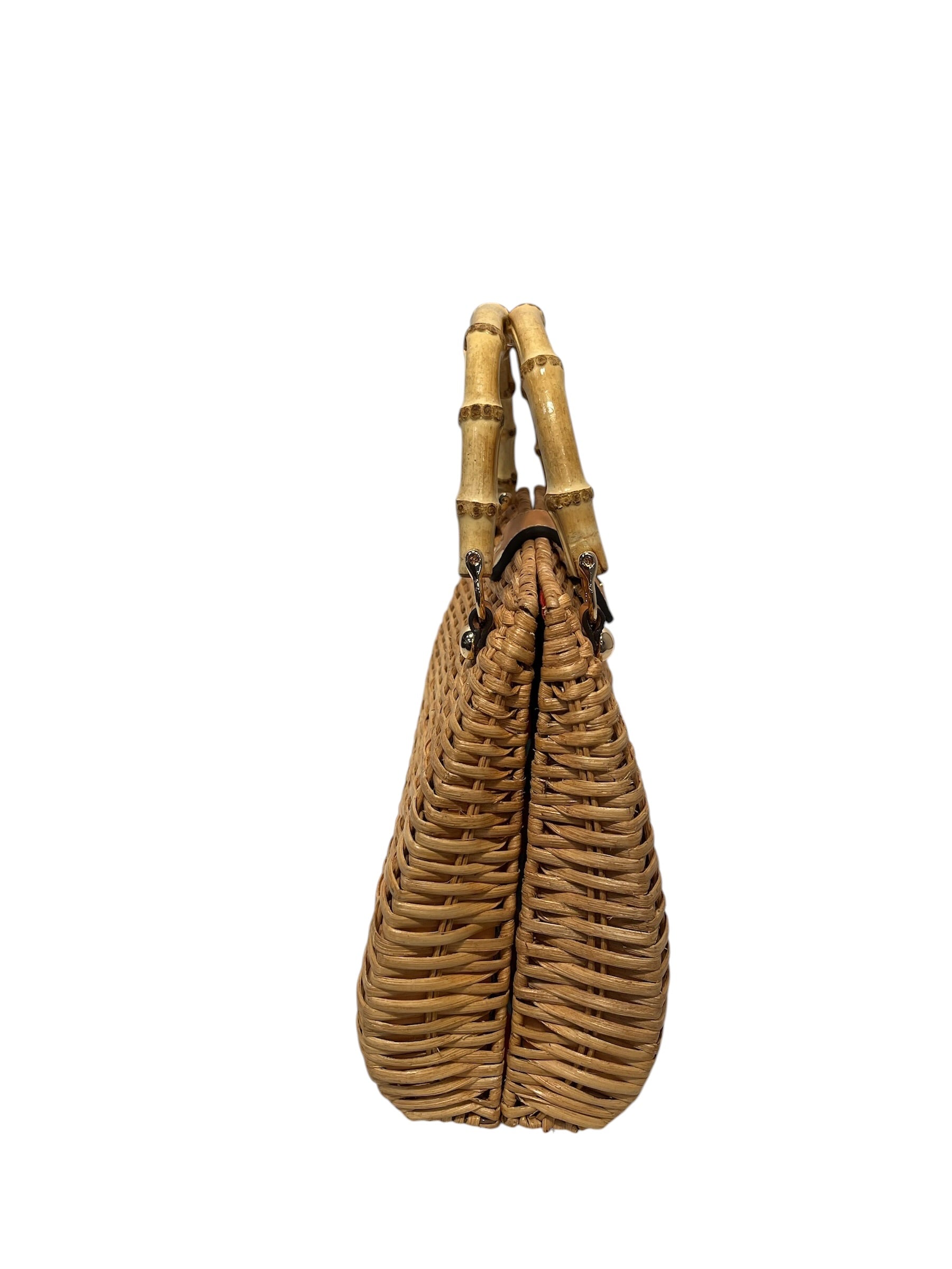 Frances Valentine/Hand Bag/Tweed/CML/Rooster Woven wicker top bag view 4