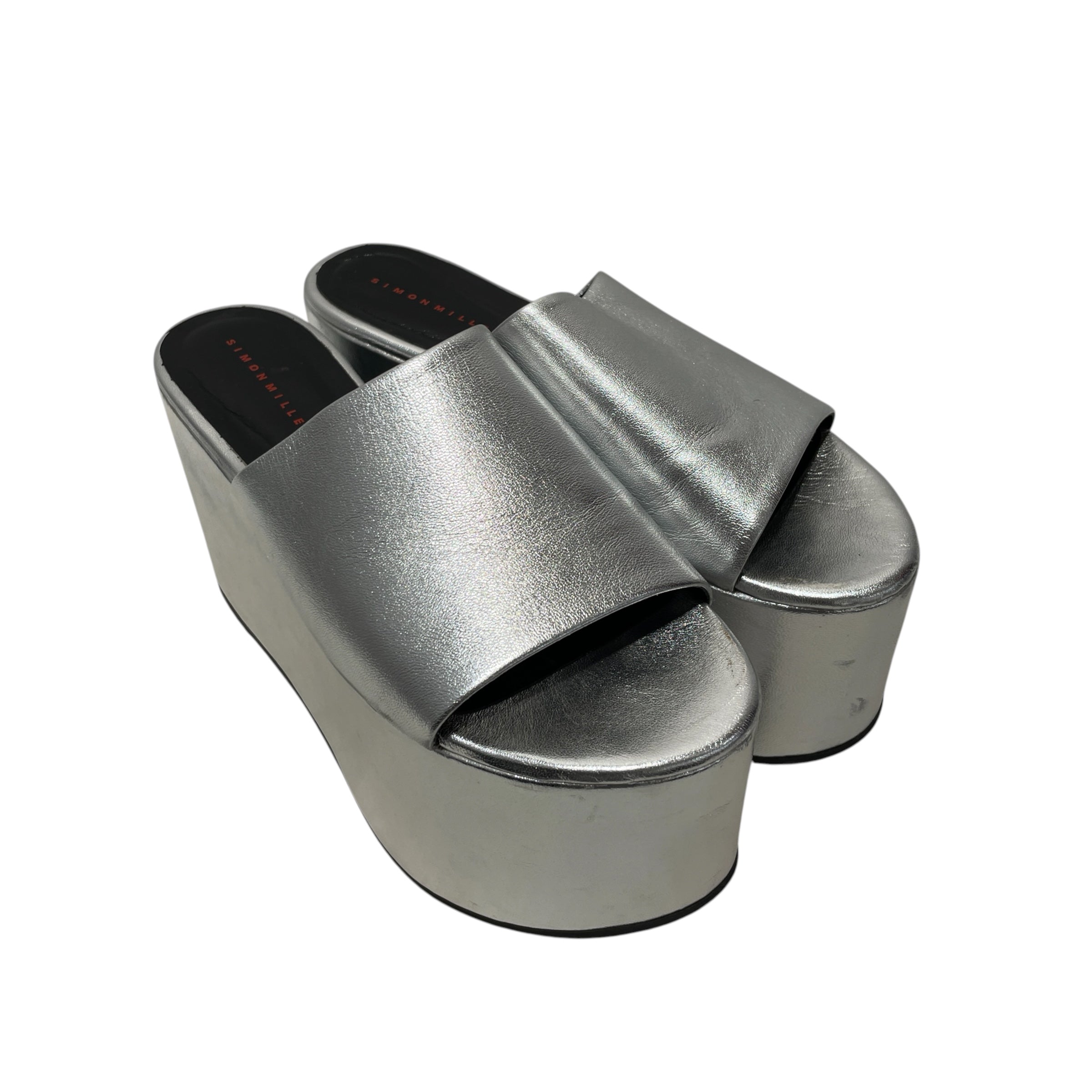 SIMON MILLER/Sandals/EU 37/Leather/SLV/METALLIC PLATFORM SANDALS view 1