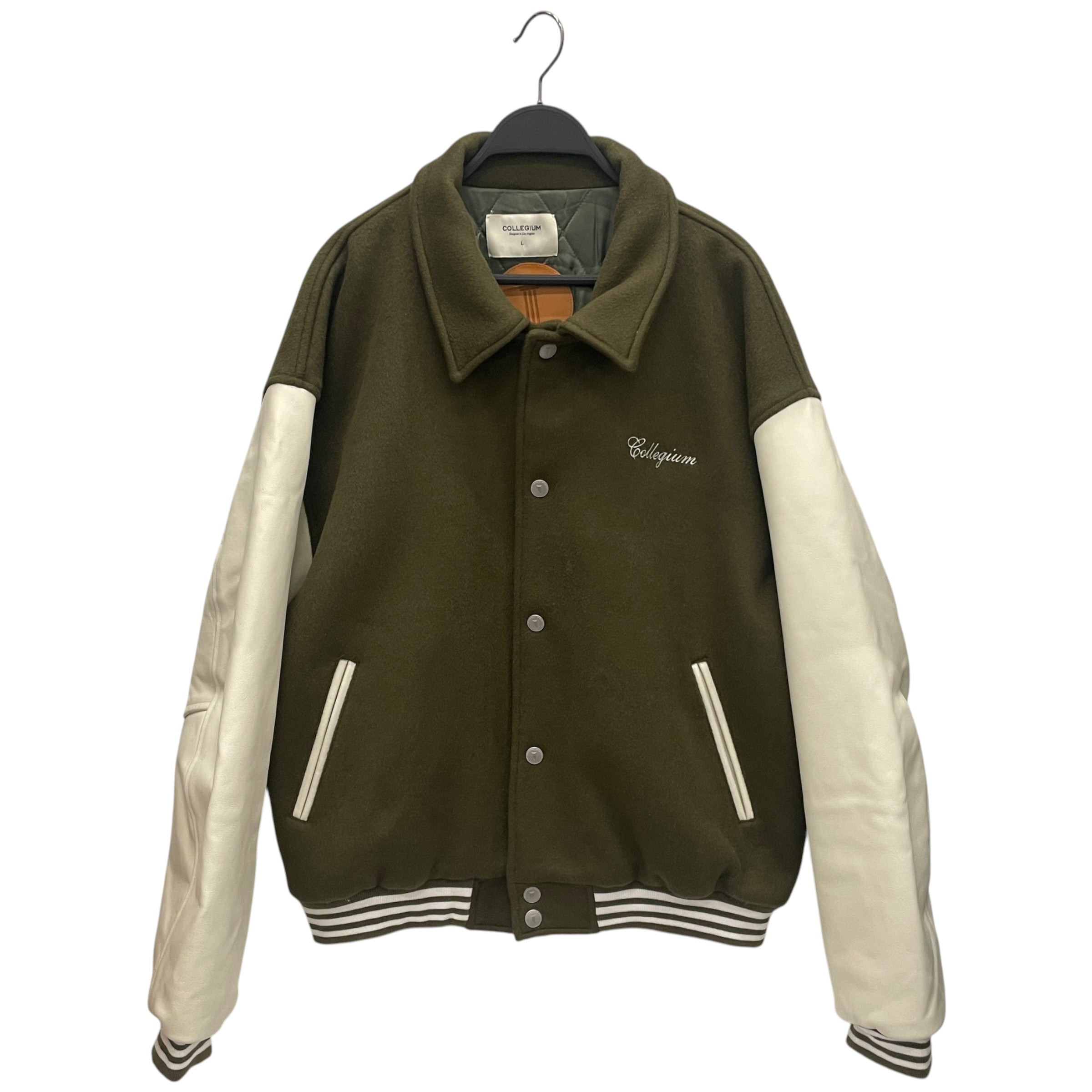 COLLEGIUM/Baseball Jkt/L/Wool/GRN/LEATHER AND WOOL VARSITY JKT view 1