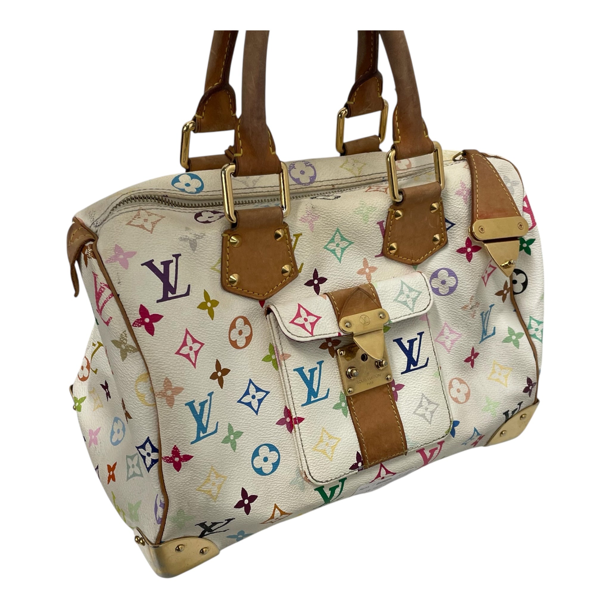 LOUIS VUITTON/Hand Bag/Hombre Check/Leather/WHT/Speedy Monogram Multi 30 view 5