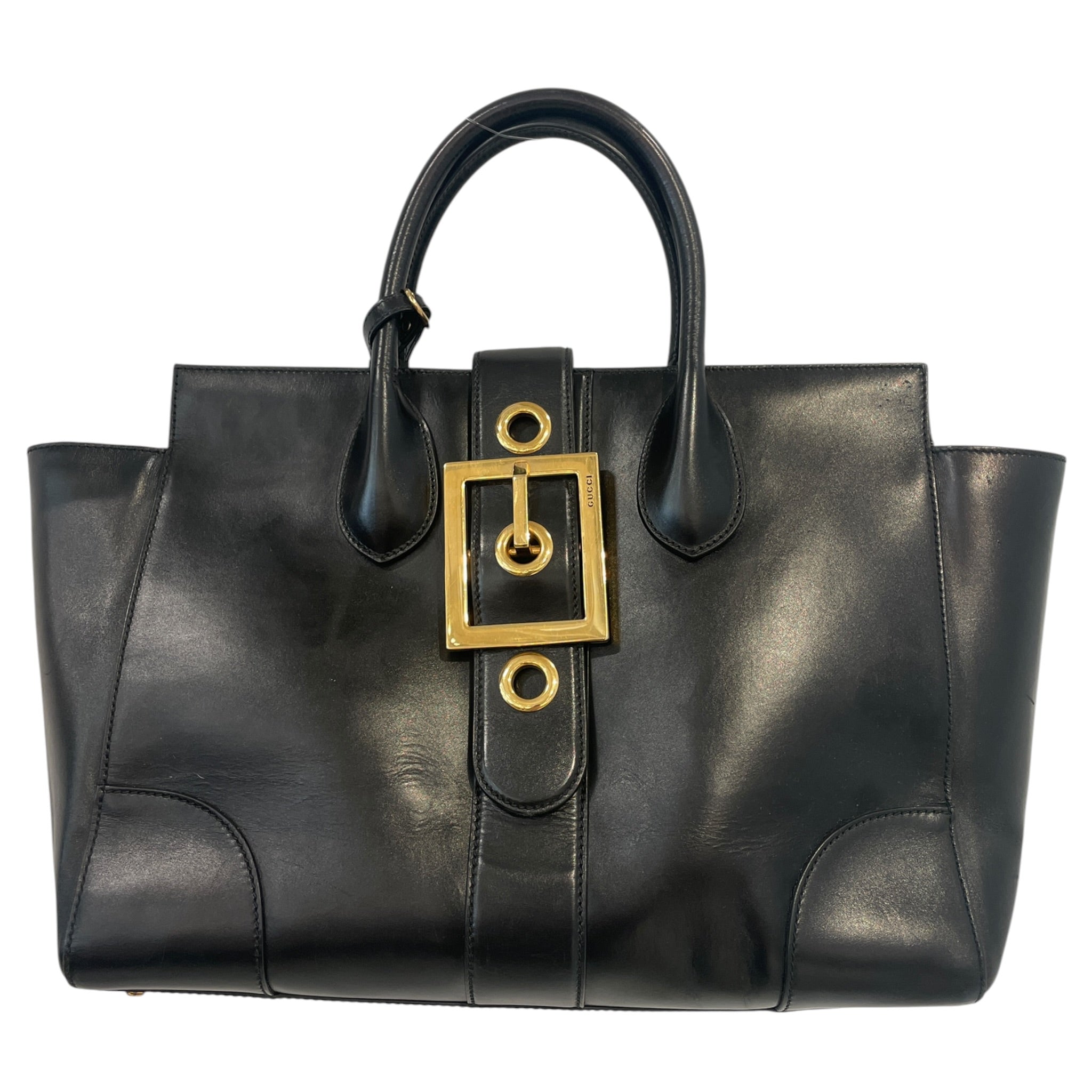 GUCCI/Hand Bag/Leather/BLK/GOLDEN BUCKLE view 1