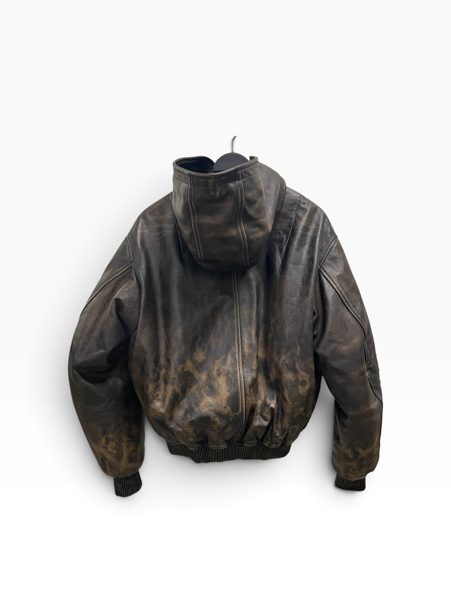 424(FourTwoFour)/Leather Jkt/50/Leather/BRW/Animal Pattern/RARE LEAOPARD HOODED view 2