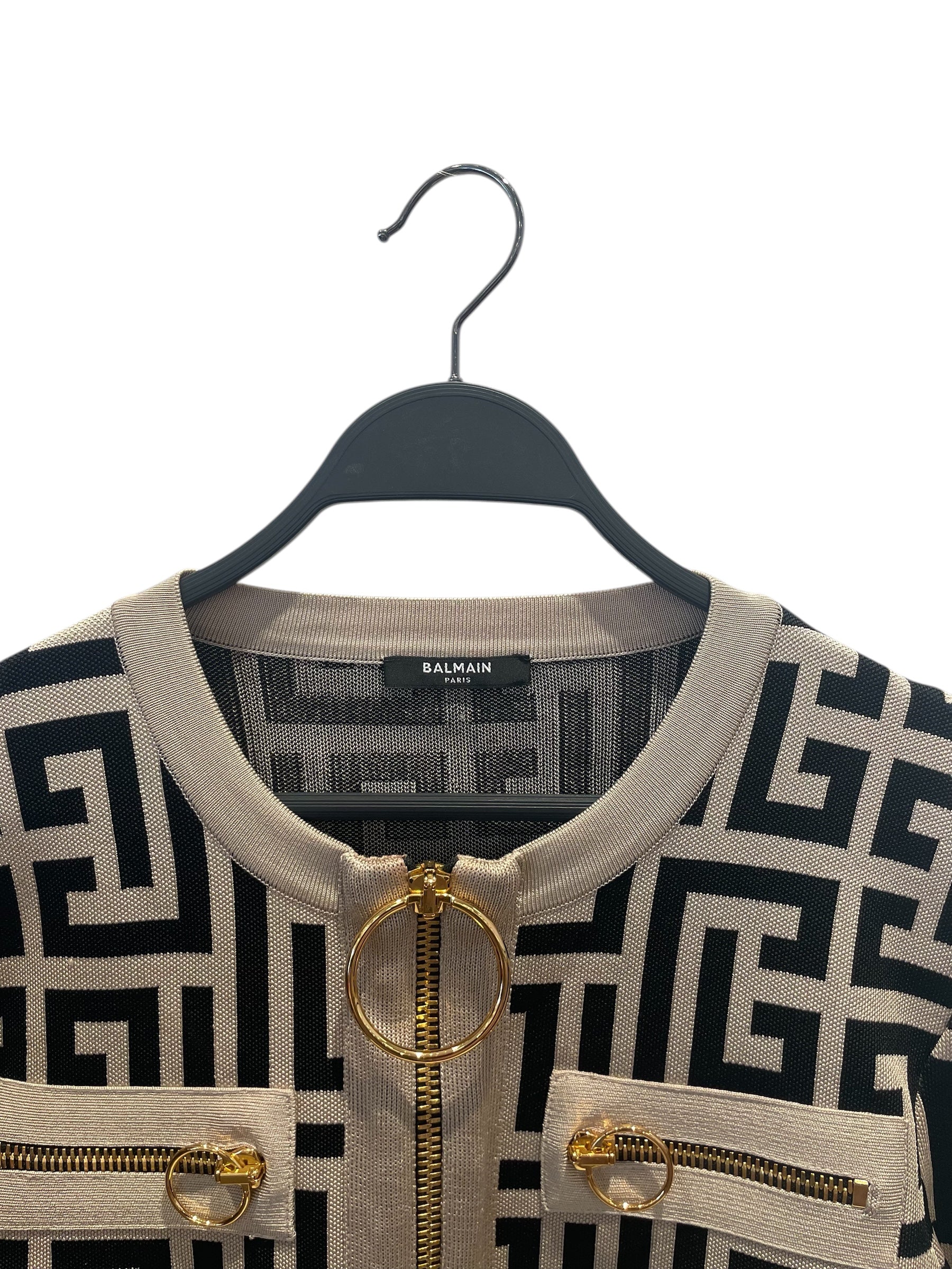 BALMAIN/Heavy Cardigan/L/Monogram/Cotton/BEG/MONOGRAM-JACQAURD CARD view 2