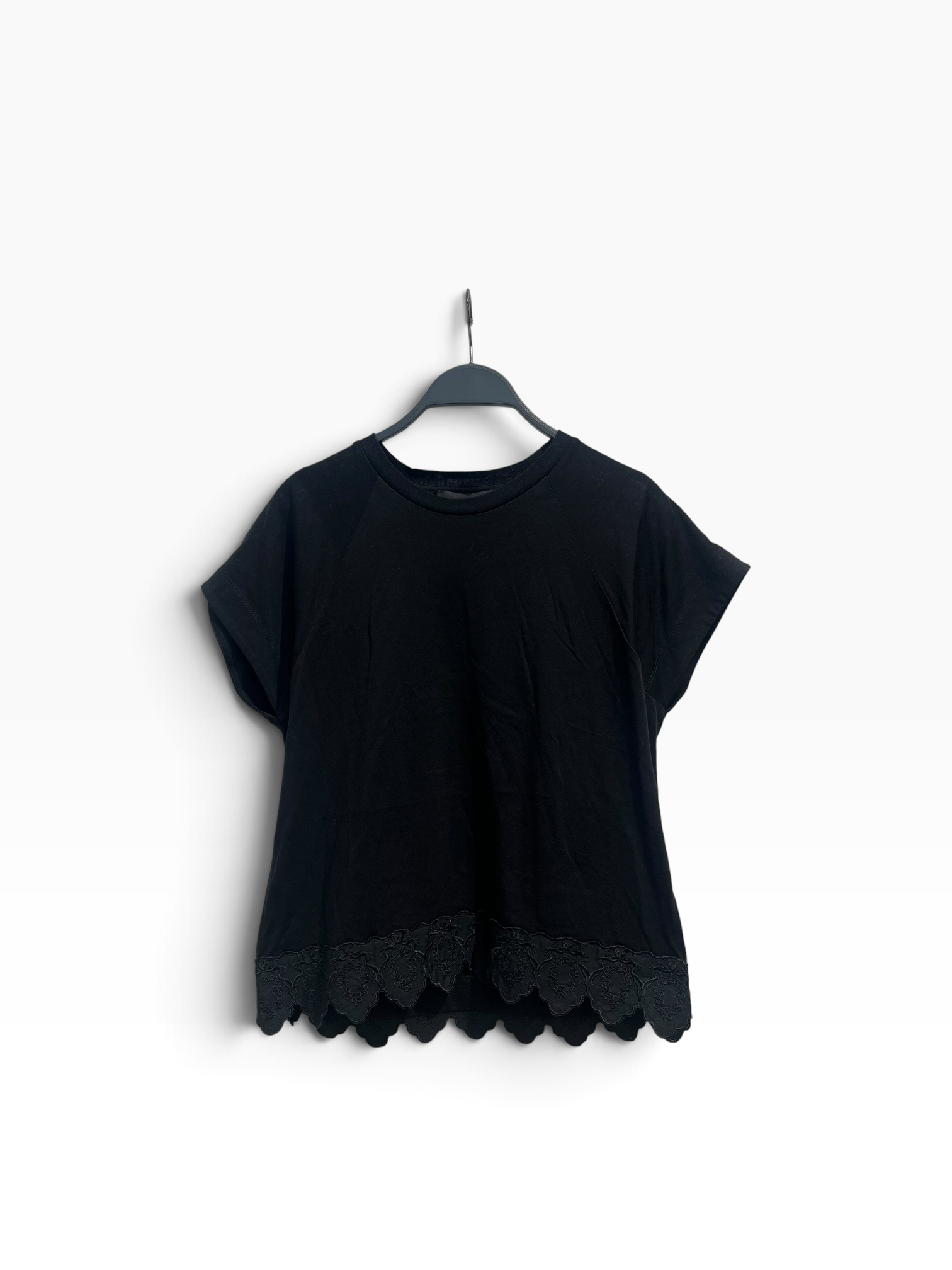 SIMONE ROCHA/T-Shirt/XS/Cotton/BLK/LACE TRIM BOTTOM view 1