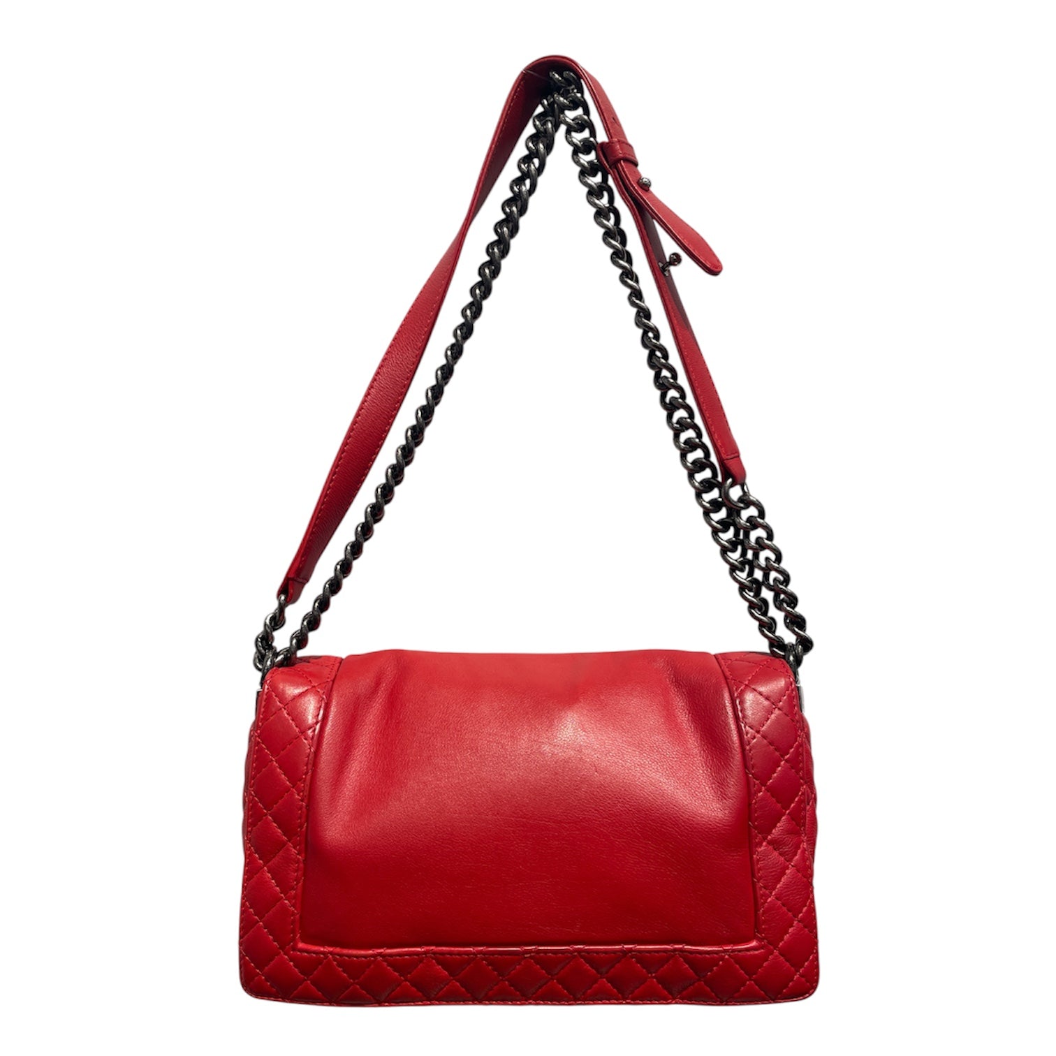 CHANEL/Cross Body Bag/Leather/RED/QUILTED LAMBSKIN CHAIN view 2