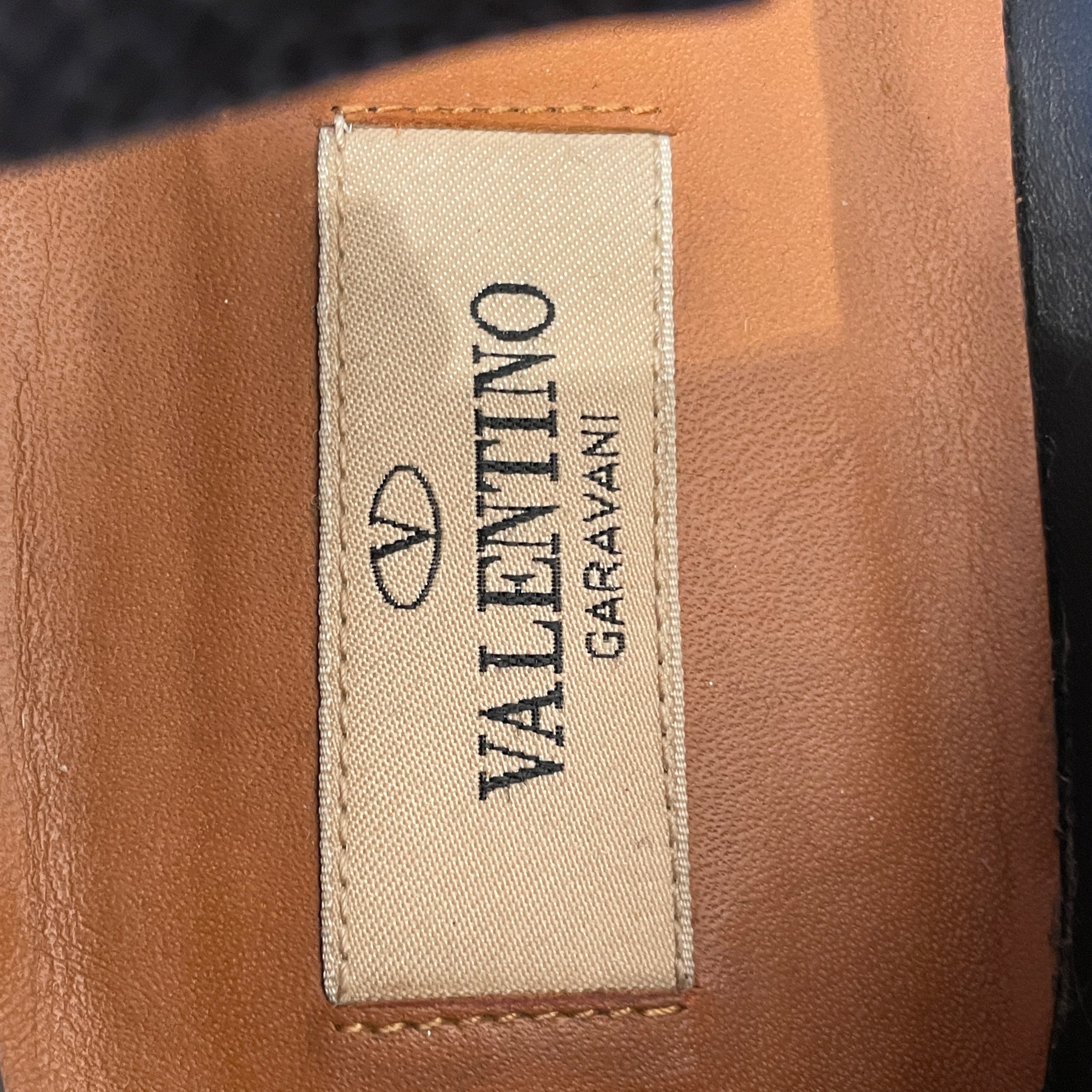 VALENTINO GARAVANI/Flat Shoes/EU 39/Border/Leather/NVY/Ankle Strap/point toe/ gold studs view 3