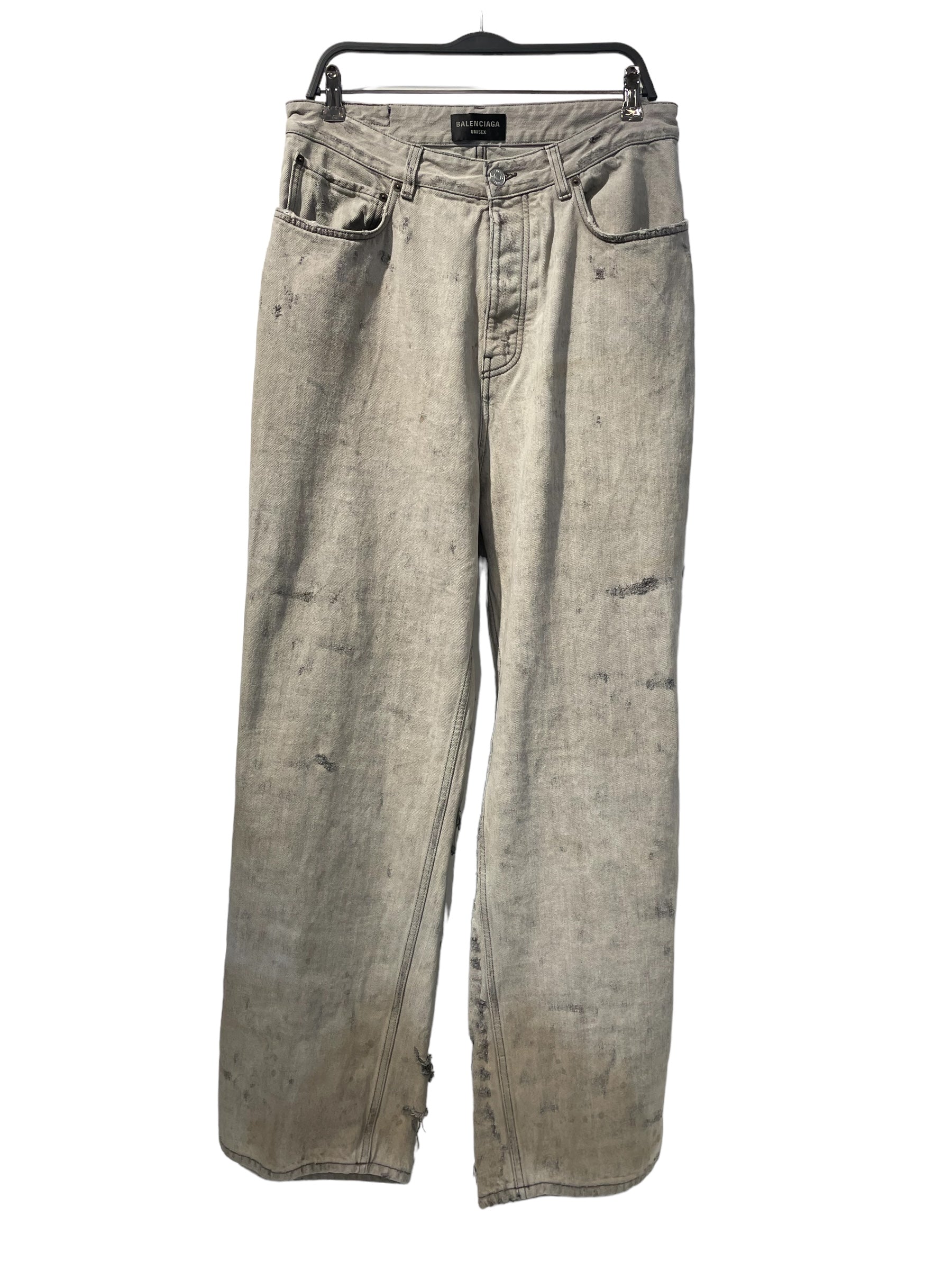 BALENCIAGA/Pants/Cotton/SLV/Distressed/SUPER DESTROYED view 1