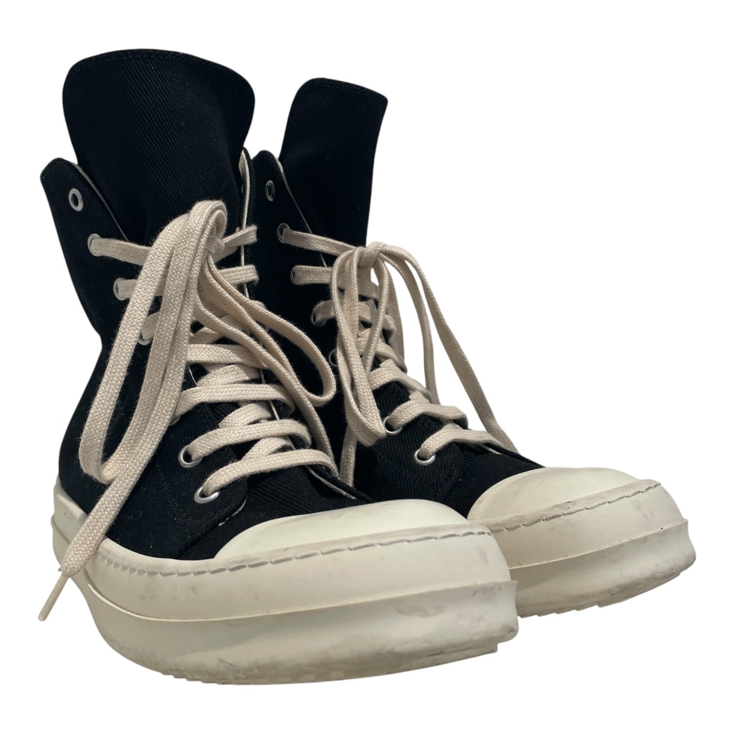 RICK OWENS DRKSHDW/Hi-Sneakers/EU 38/Cotton/BLK/Side Zip Ramones view 1