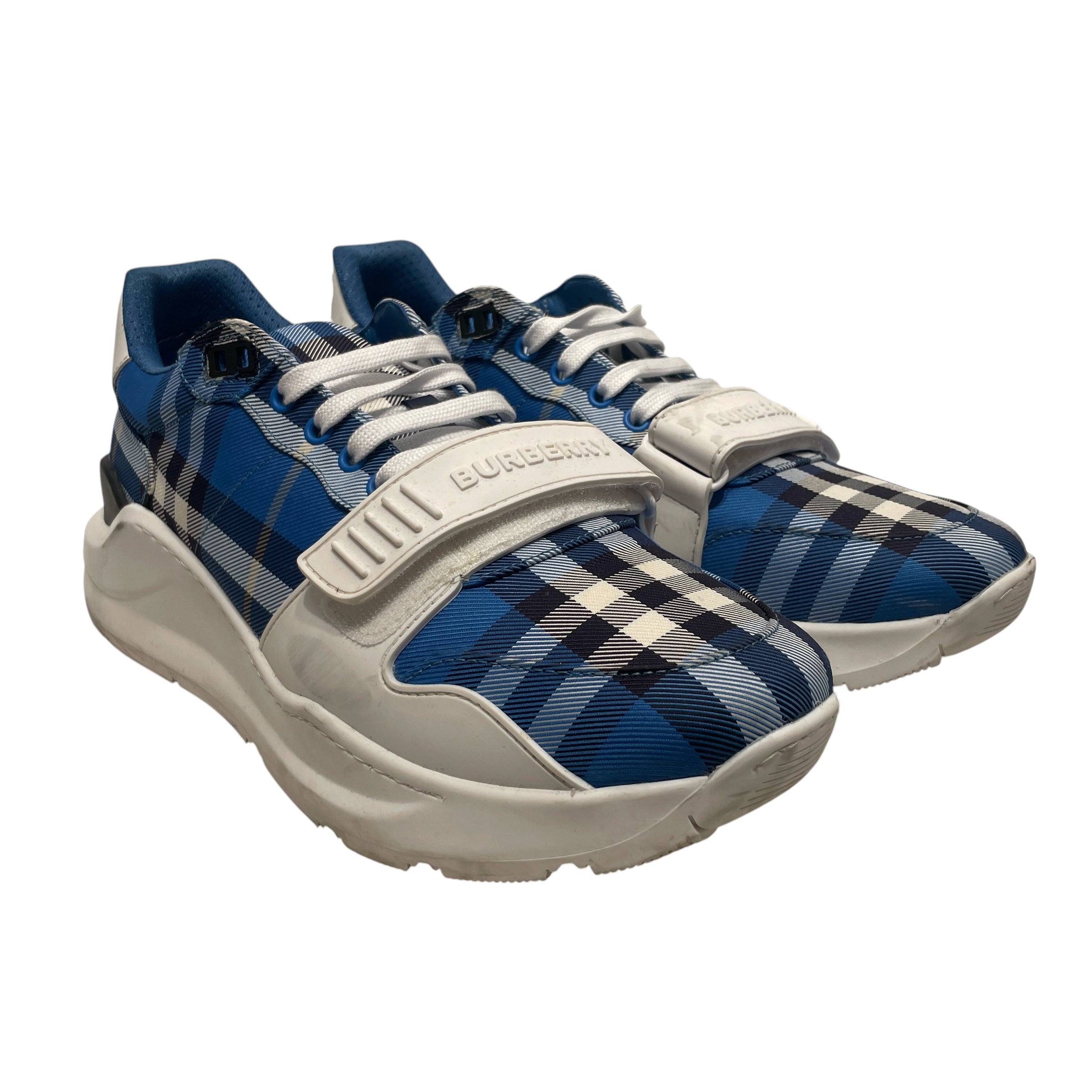 BURBERRY/Low-Sneakers/EU 46/Plaid/Cotton/BLU/ view 1