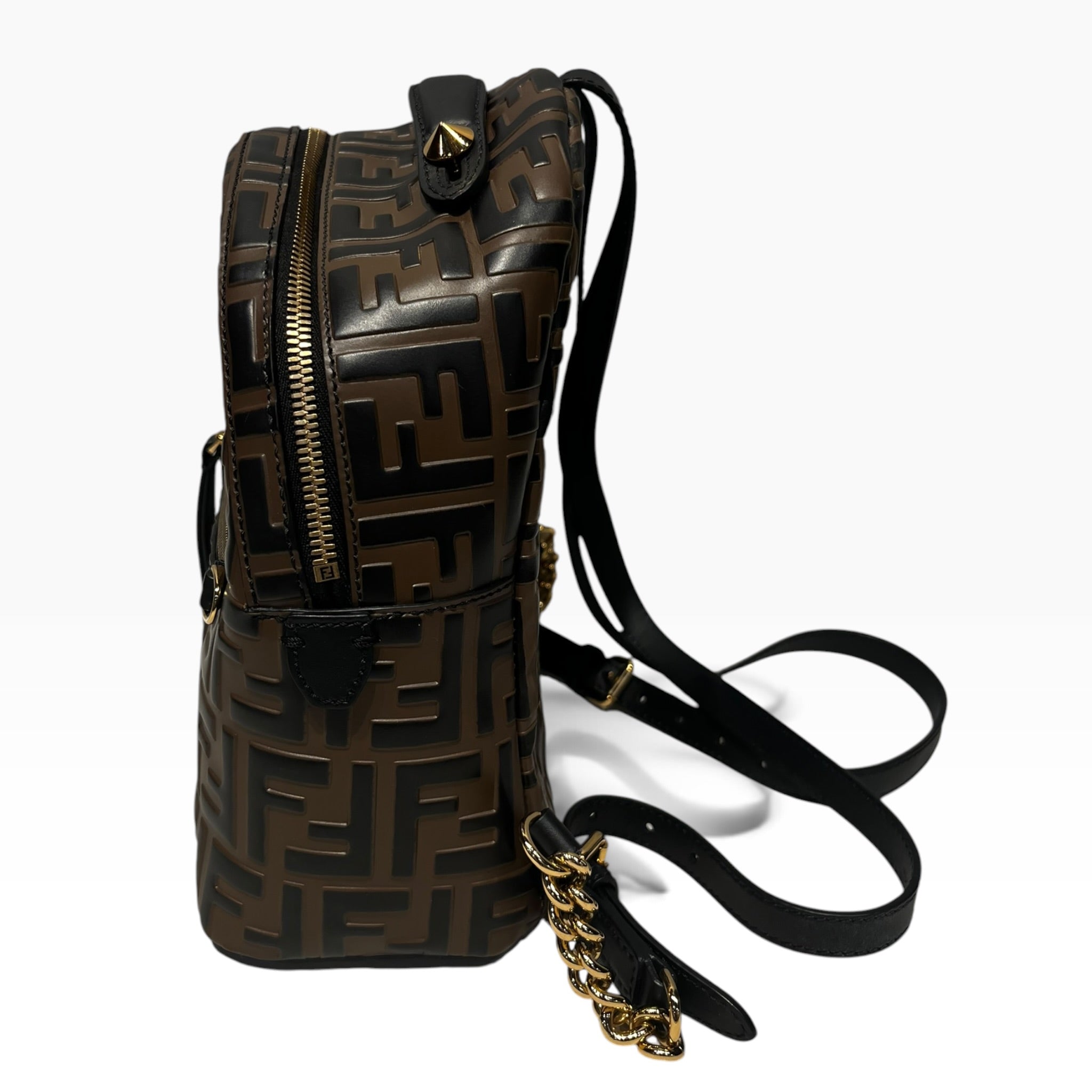 FENDI/Backpack/Monogram/Leather/BRW/Embossed Mini Bag view 3
