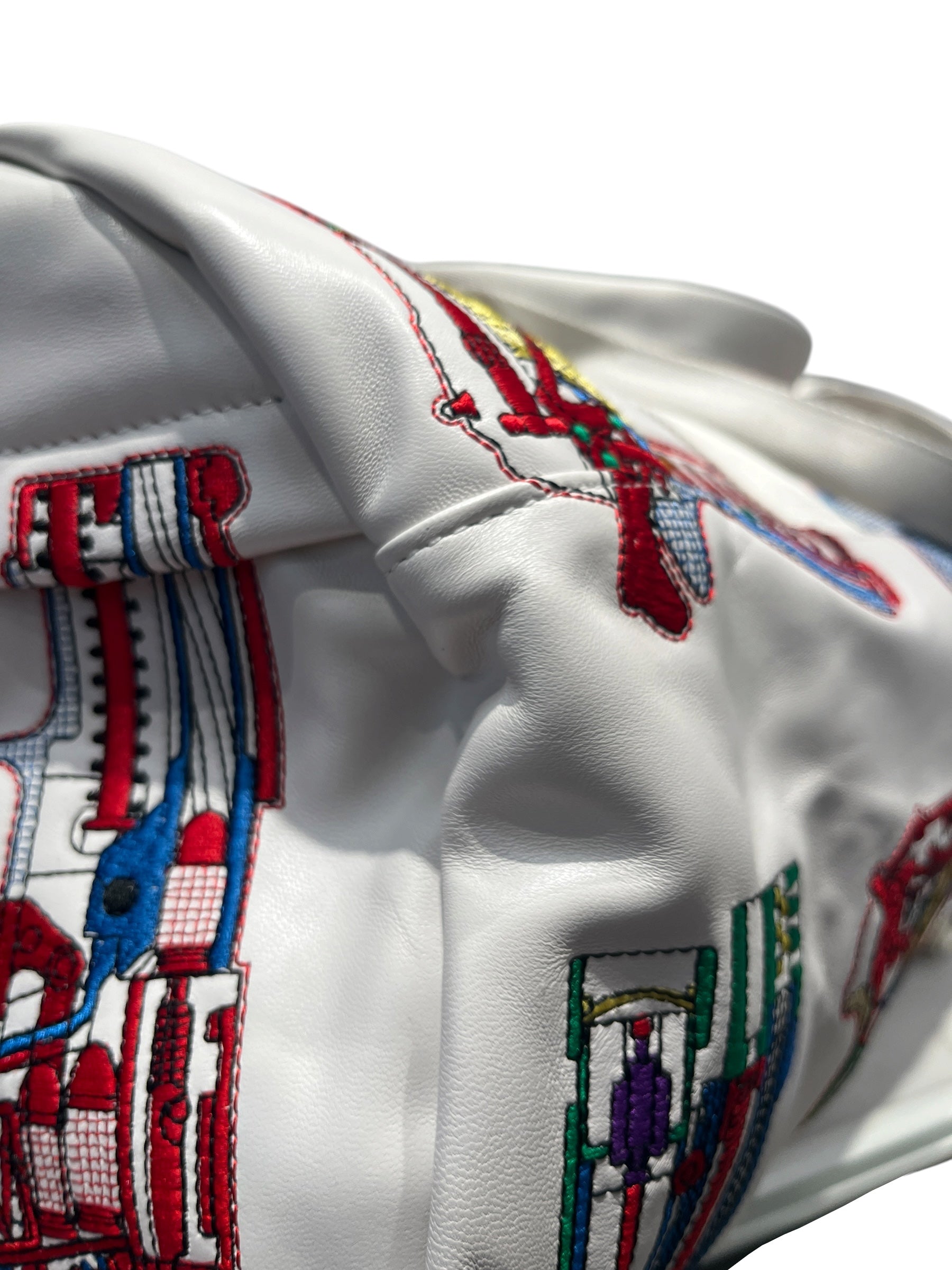 Supreme/Luggage/Leather/WHT/Guns embroidered duffle bag view 6