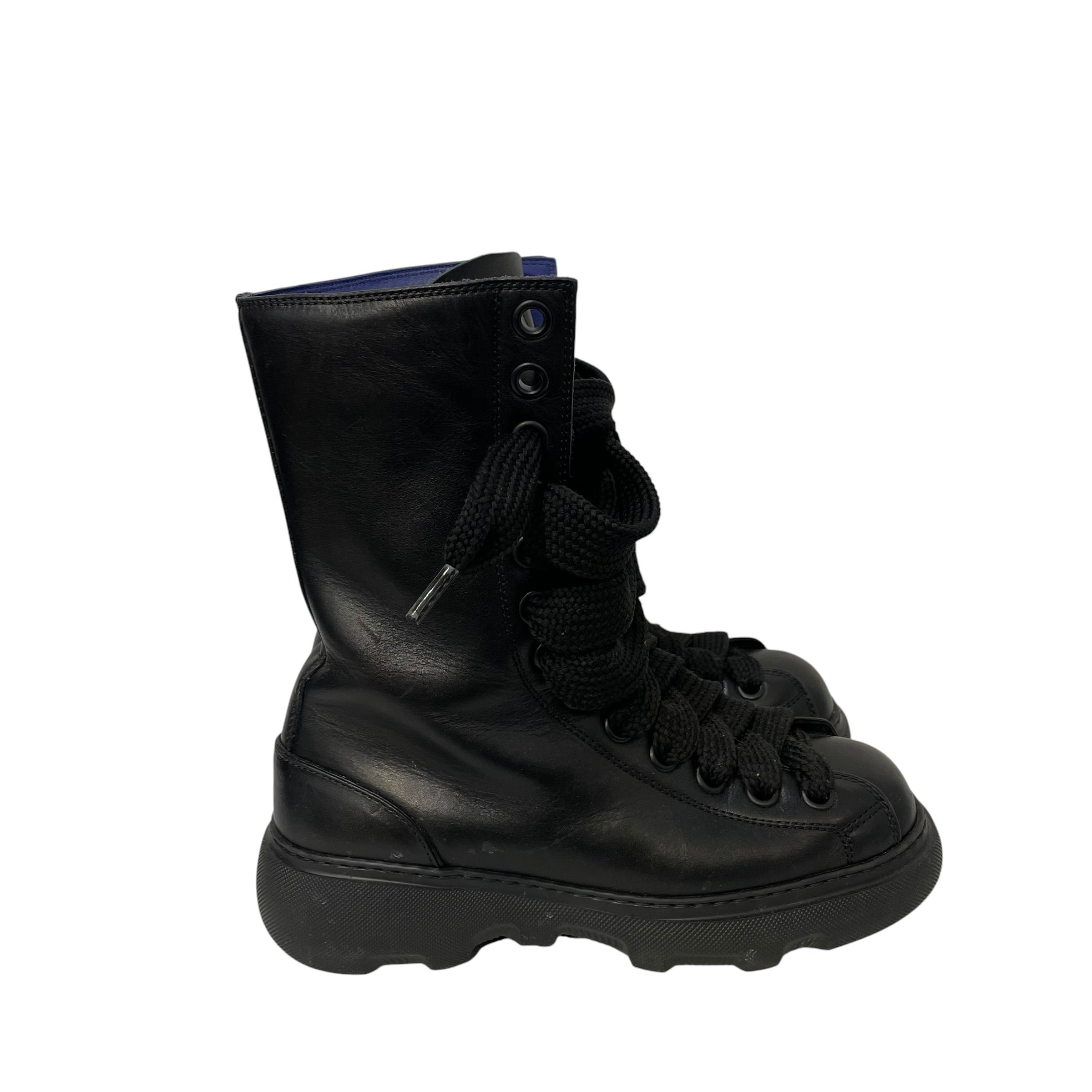 BURBERRY/Lace Up Boots/EU 37/Leather/BLK/thick lace combat boots view 4