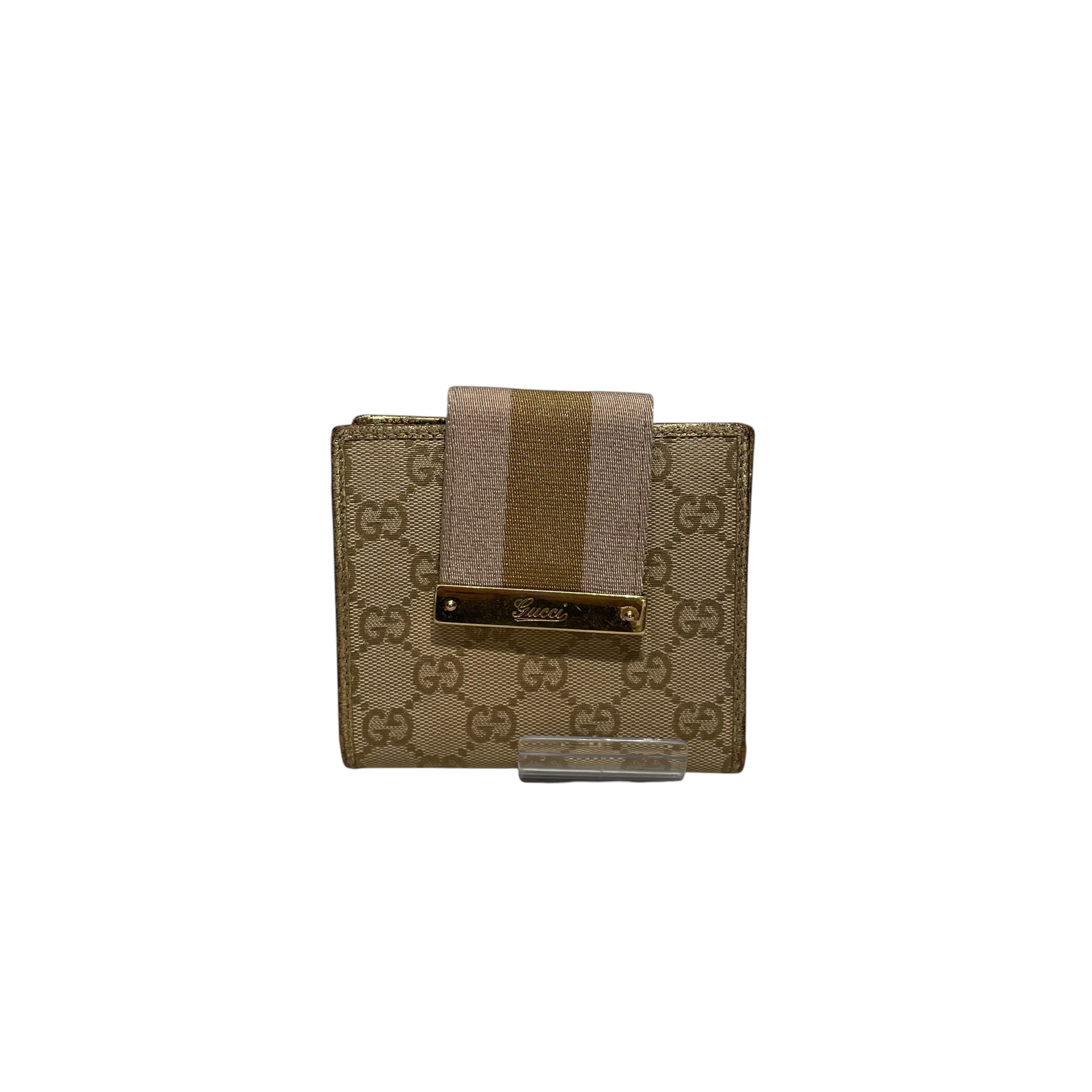 GUCCI/Wallet/Leather/BEG/L's/Pink & Gold French Flap view 1