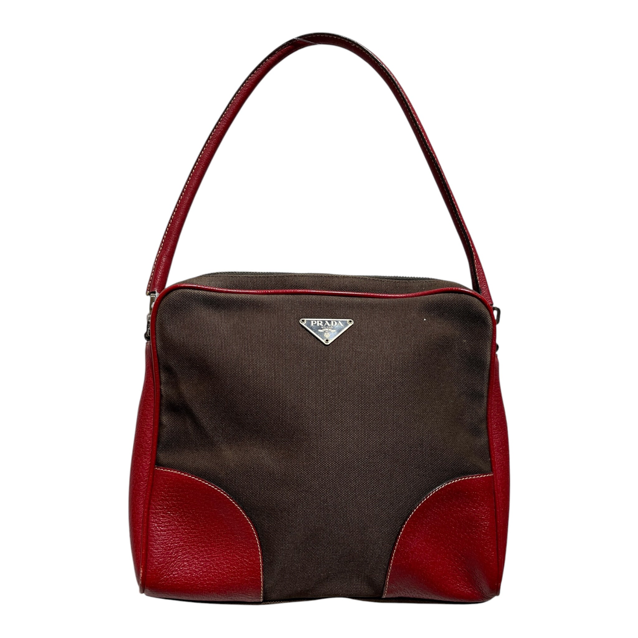 PRADA/Hand Bag/Cotton/BRW/vintage bowler w/ keys/lock view 1