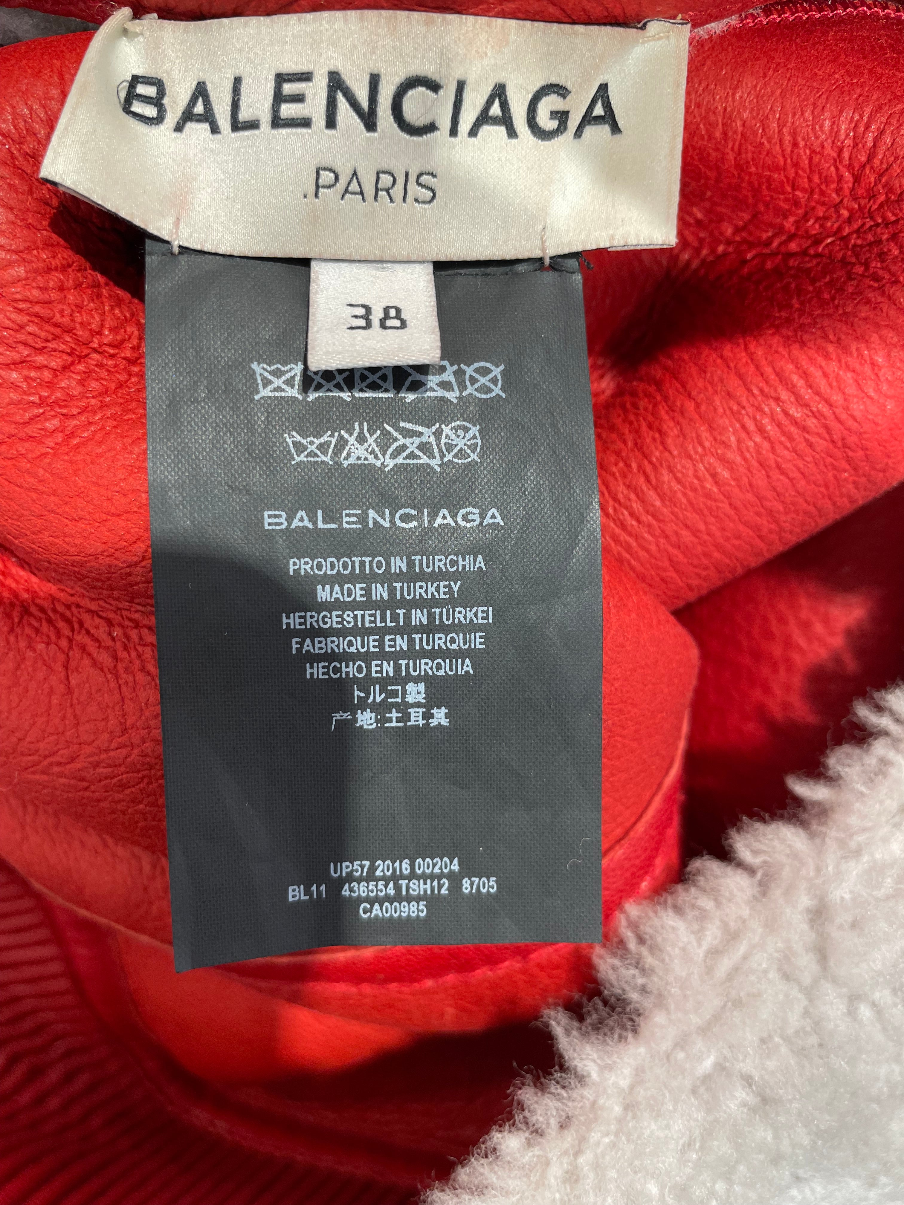 BALENCIAGA/Leather Jkt/38/Leather/RED/MONGOLIAN FUR LEATHER JACKET view 5