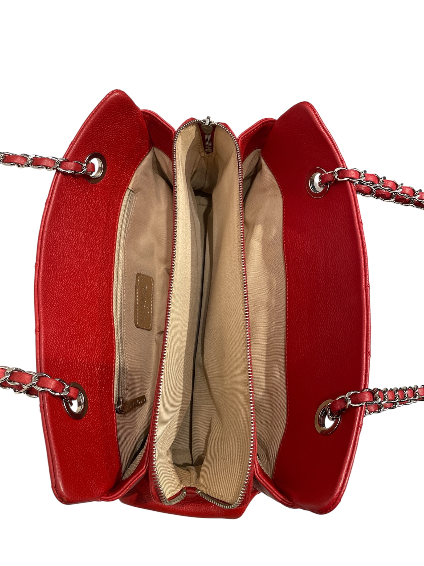 CHANEL/Cross Body Bag/Leather/RED/15708631 CAVIAR DOUBLE POCKET view 3