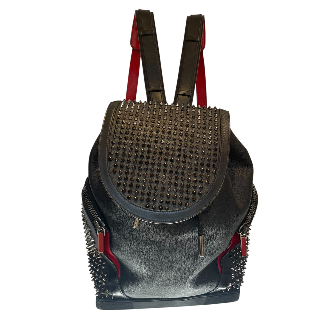 Christian Louboutin/Backpack/Leather/Black/red interior/spiked studded ...