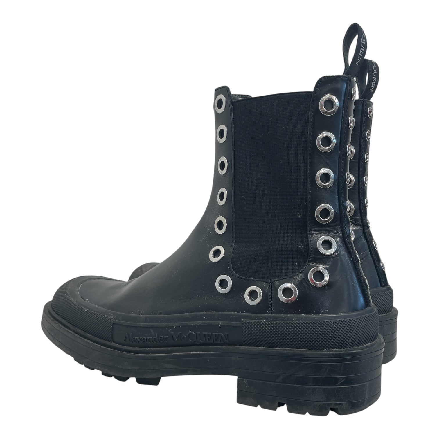 Alexander McQueen/Pull-On Boots/EU 44/Leather/BLK/Tread Slick Ankle Eyelet Boot view 2