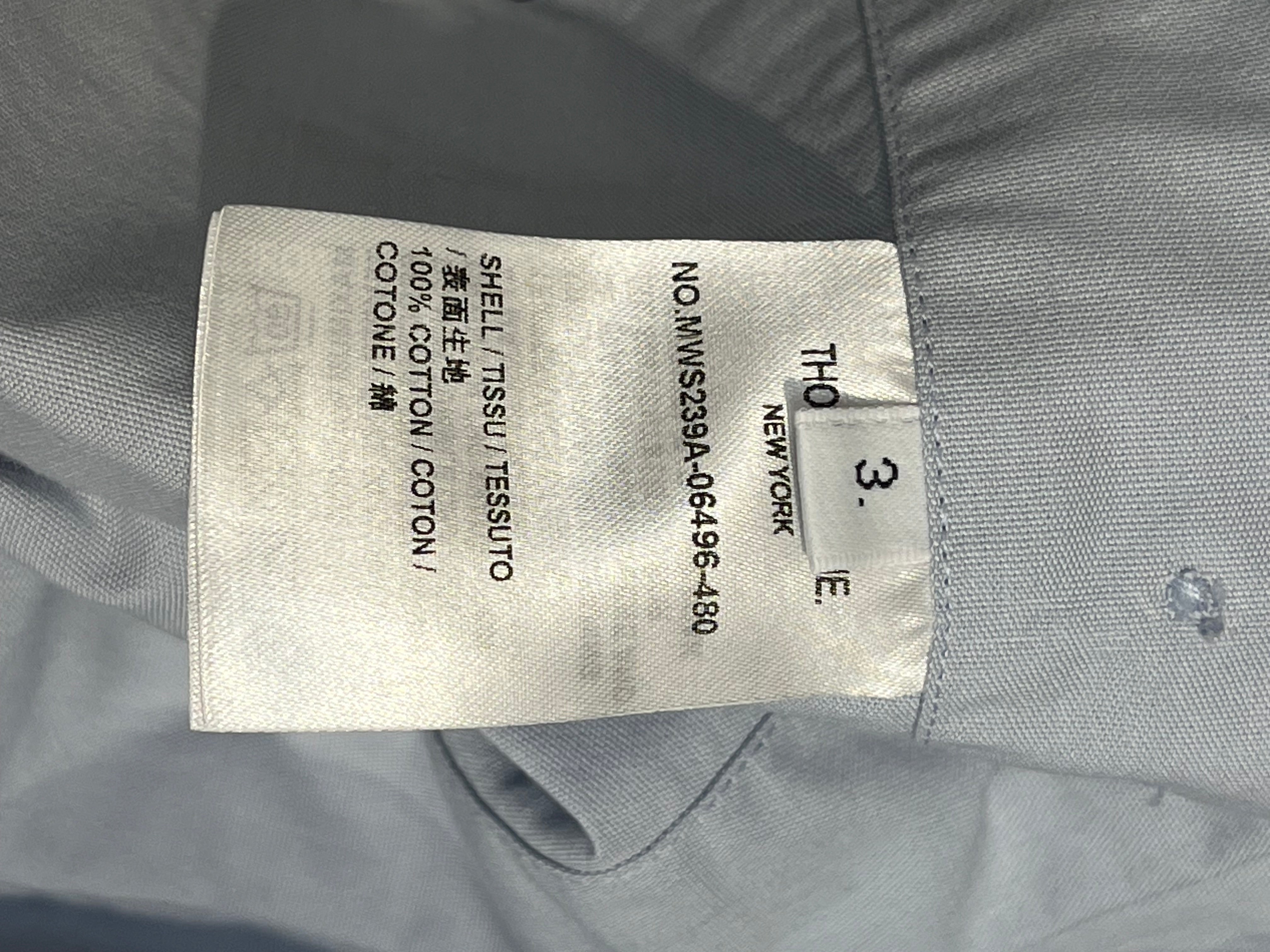THOM BROWNE. NEW YORK/SS Shirt/3/Cotton/BLU/BABY BLUE 3 STRIPE SLEEVE view 4