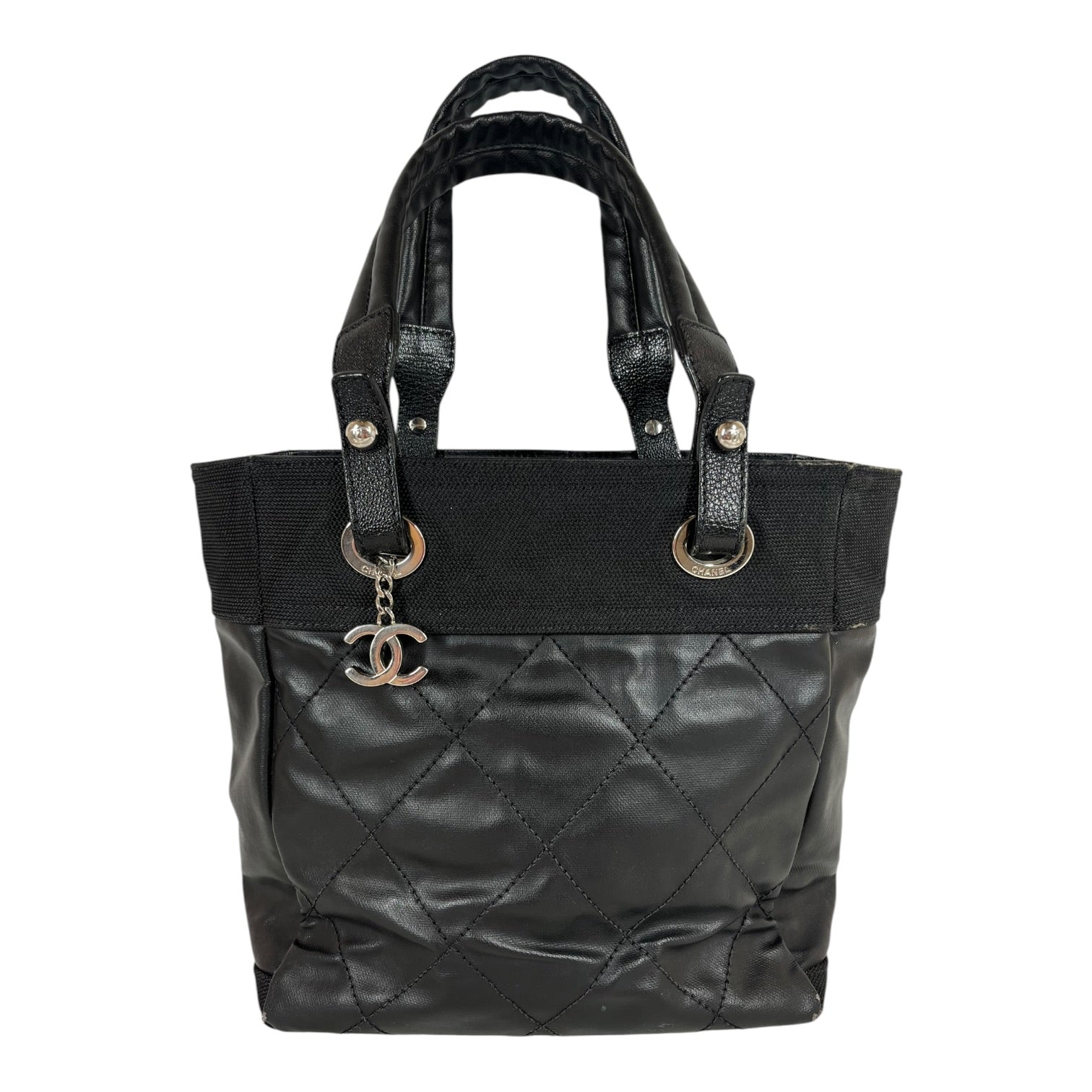 CHANEL/Hand Bag/Leather/BLK/SMALL PARIS-BIARRITZ view 1
