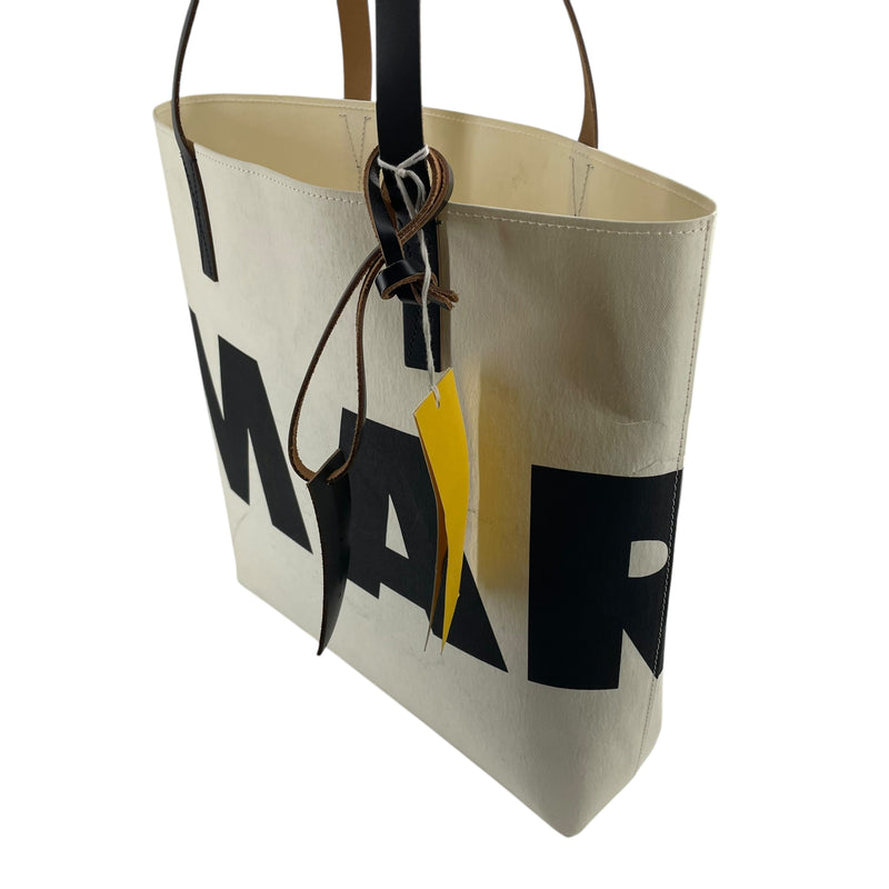 MARNI/Tote Bag/Cotton/WHT/BOLD BLK BRANDING
