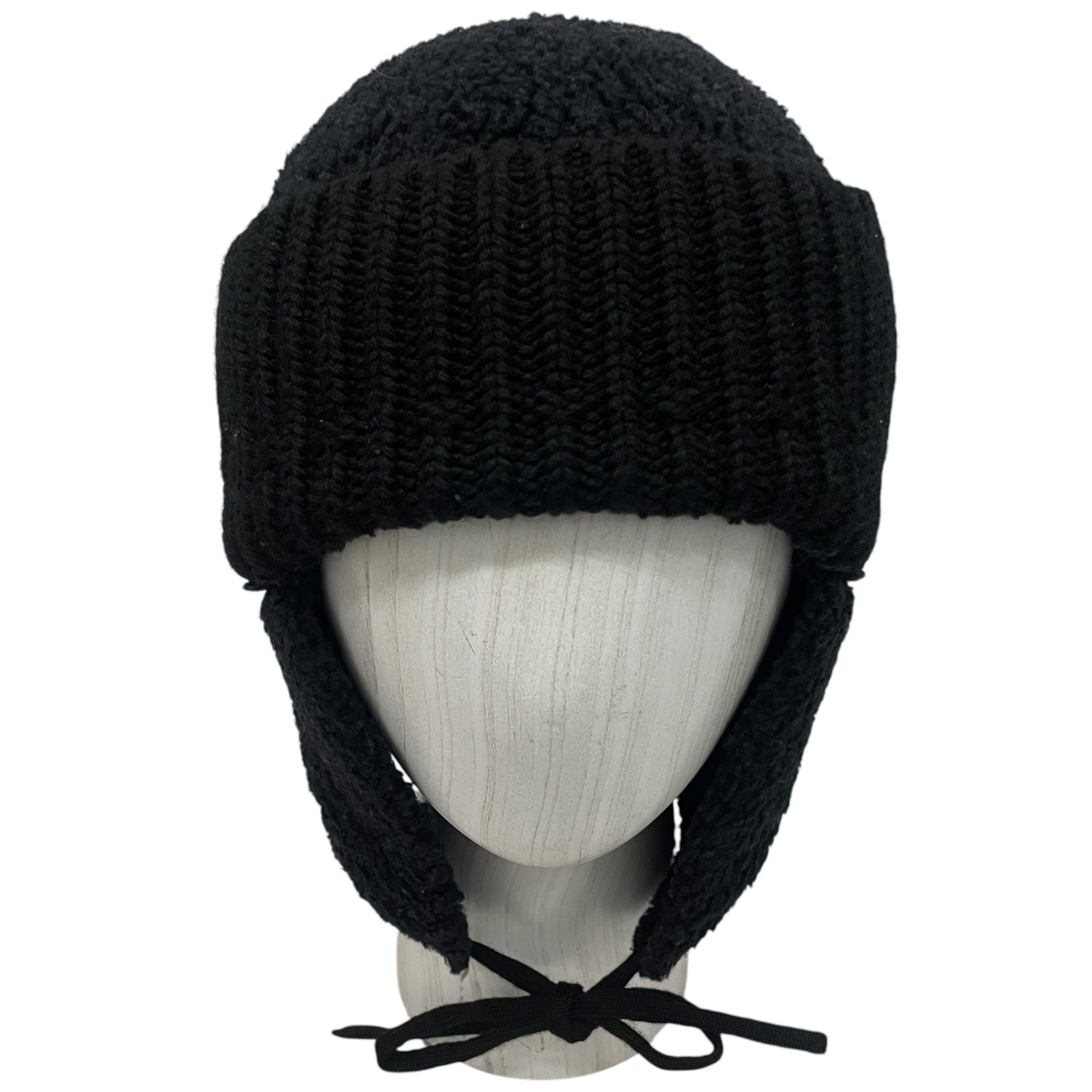 Ground Y/YOHJI YAMAMOTO/Beanie/Cotton/BLK/M's/FW25 TRAPPER STYLE BEANIE view 1