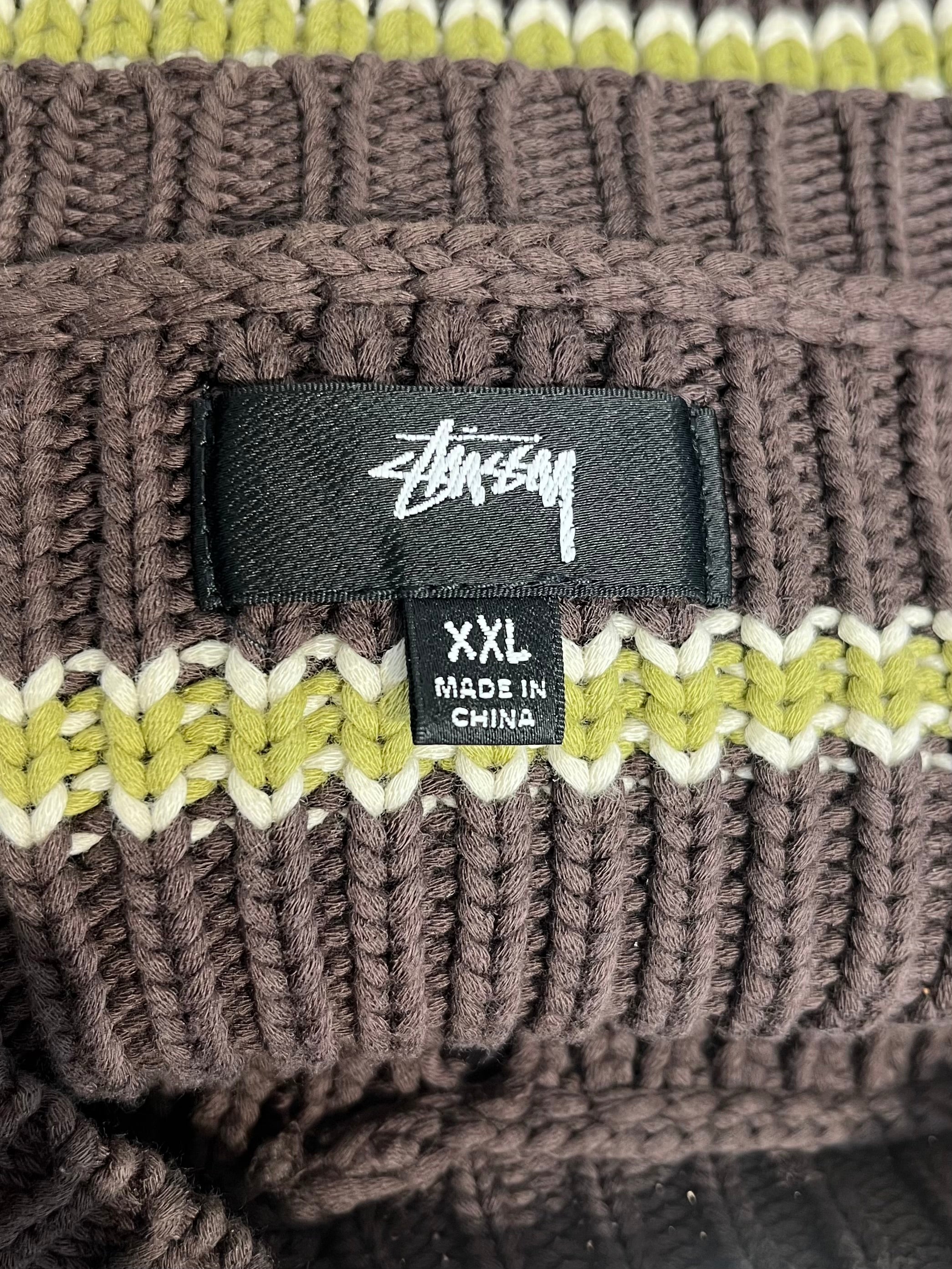 STUSSY/Heavy Sweater/XXL/Stripe/Cotton/BRW/STRIPED CHUNKY KNIT SWEATER view 3