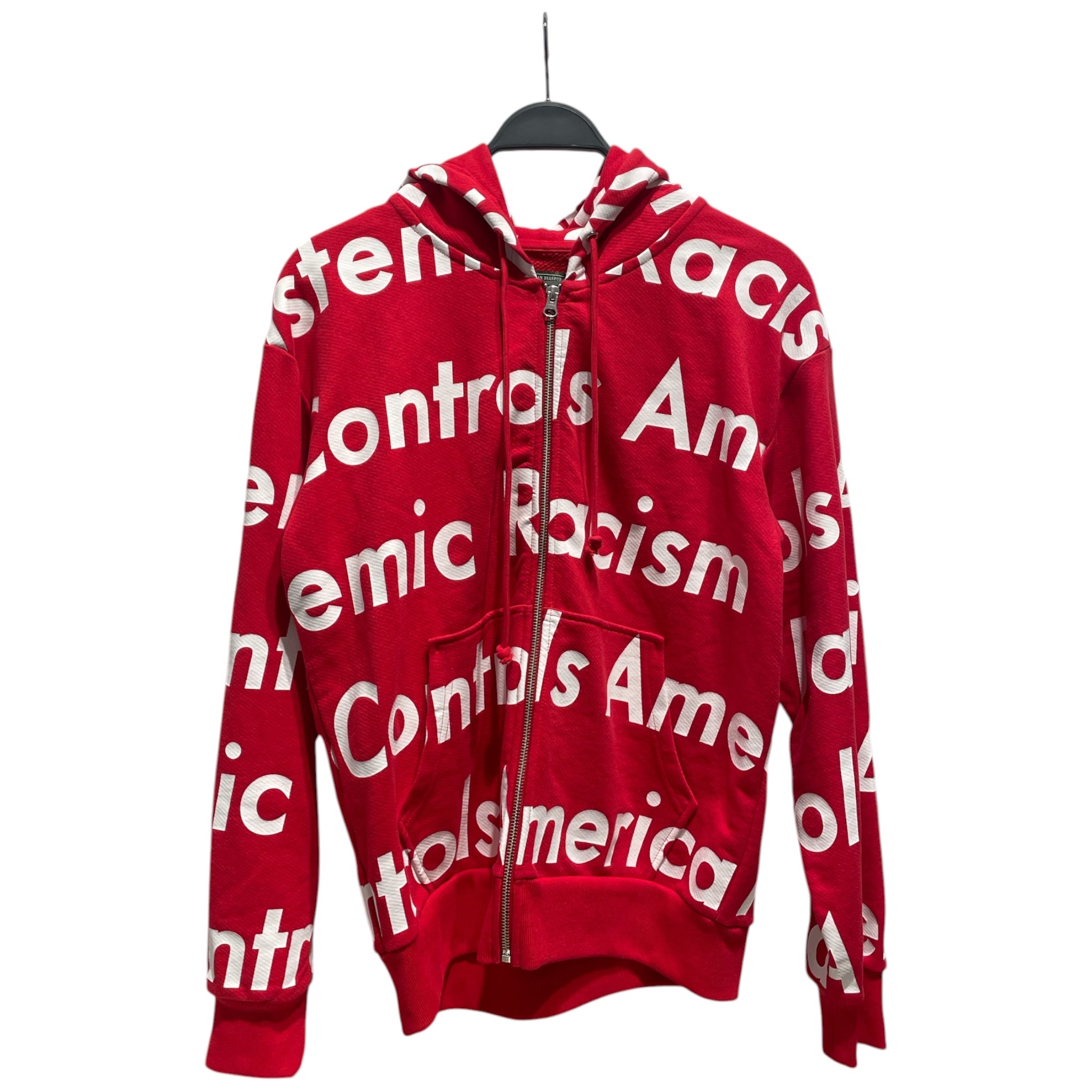 DENIM TEARS/Zip Up Hoodie/M/RED/SYSTEMIC RACISM CONTROLS AMERI view 1