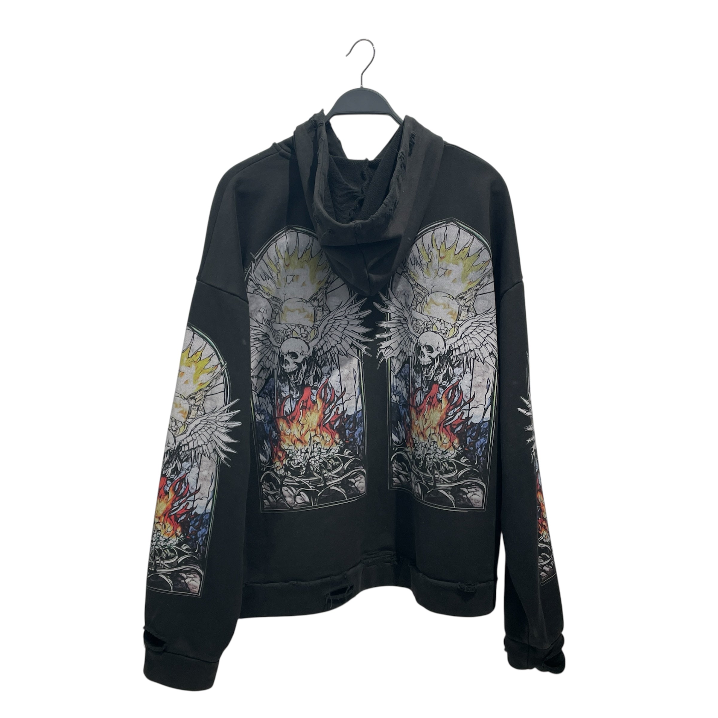 WHO DECIDES WAR/Hoodie/L/Graphic/Cotton/BLK/Black Skull Hoodie view 2