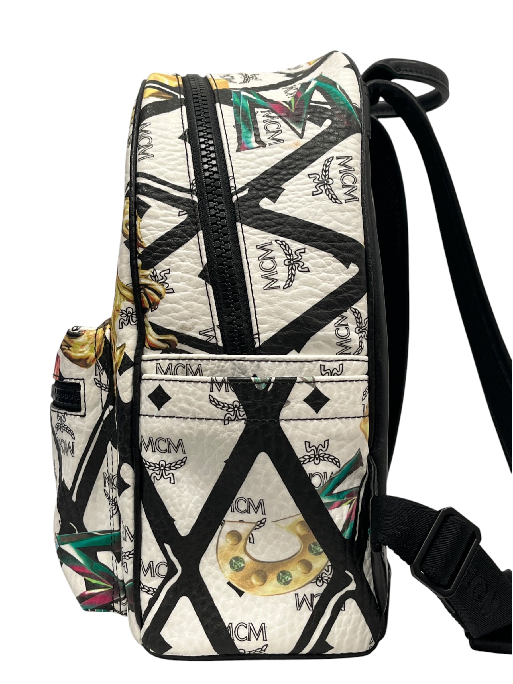 MCM/Backpack/All Over Print/Leather/WHT/ view 5