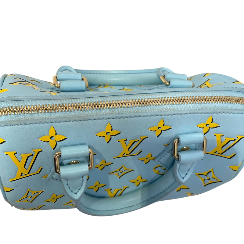 LOUIS VUITTON/Cross Body Bag/Monogram/Leather/BLU/Speedy Bandouliere 20
